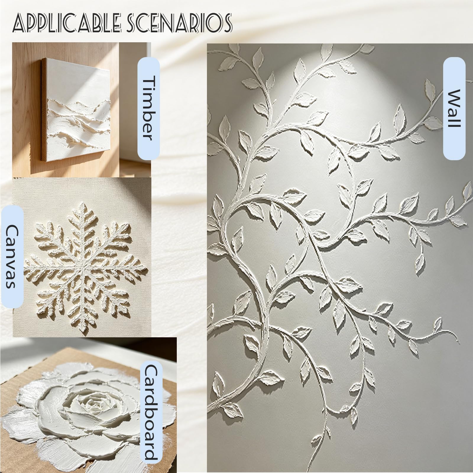 Pasta Texturizzata Acrilica Professionale 2000ml (3600g), Alta Densità, Pasta Strutturante per Pittura su Tela, Progetti Artistici Fai Da Te, Texture 3D e Strati Spessi, Materiali per Arte