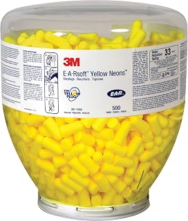 3M Ear Plugs, 500 Pairs/Refill Bottle for Touch Dispenser, E-A-Rsoft Yellow Neons 391-1004, Disposable, Foam, NRR 33, Drilling, Grinding, Machining, Sawing, Sanding, Welding, Yellow, Regular/1" X .5"