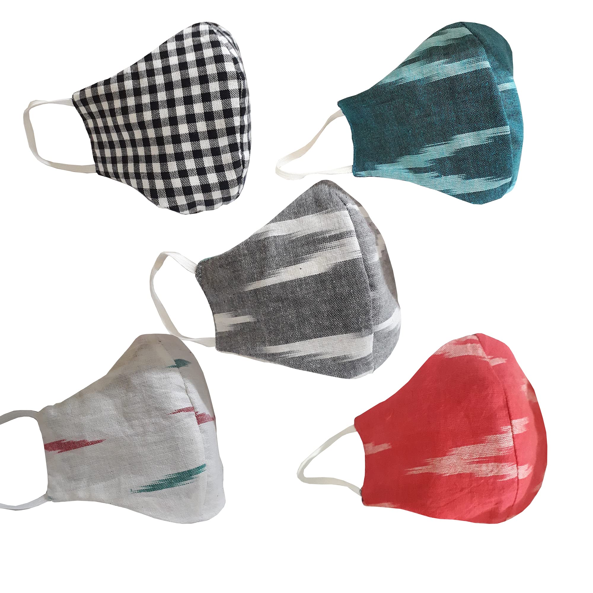 Riyashree Cotton reversible cloth face mask 3-layer reusable washable & breathable Ikat printed stylish mask for men & women (Multicolor)(Pack of 5) MS24 (B094FXDF29) Amazon Price History, Amazon Price Tracker