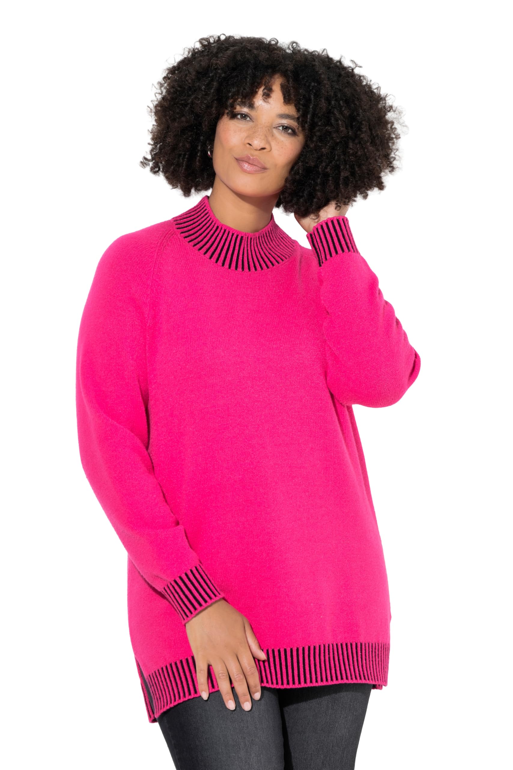 Angel of Style Damen große Größen Übergrößen Plus Size Pullover, Straight Fit, Stehkragen mit Streifen 845756