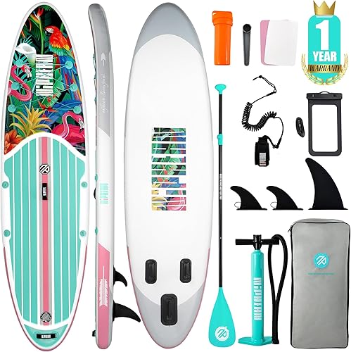 Niphean Tabla de remo inflable con accesorios de SUP, cubierta de EVA antideslizante, tablas de remo inflables de 10 pies 6 pulgadas para adultos y