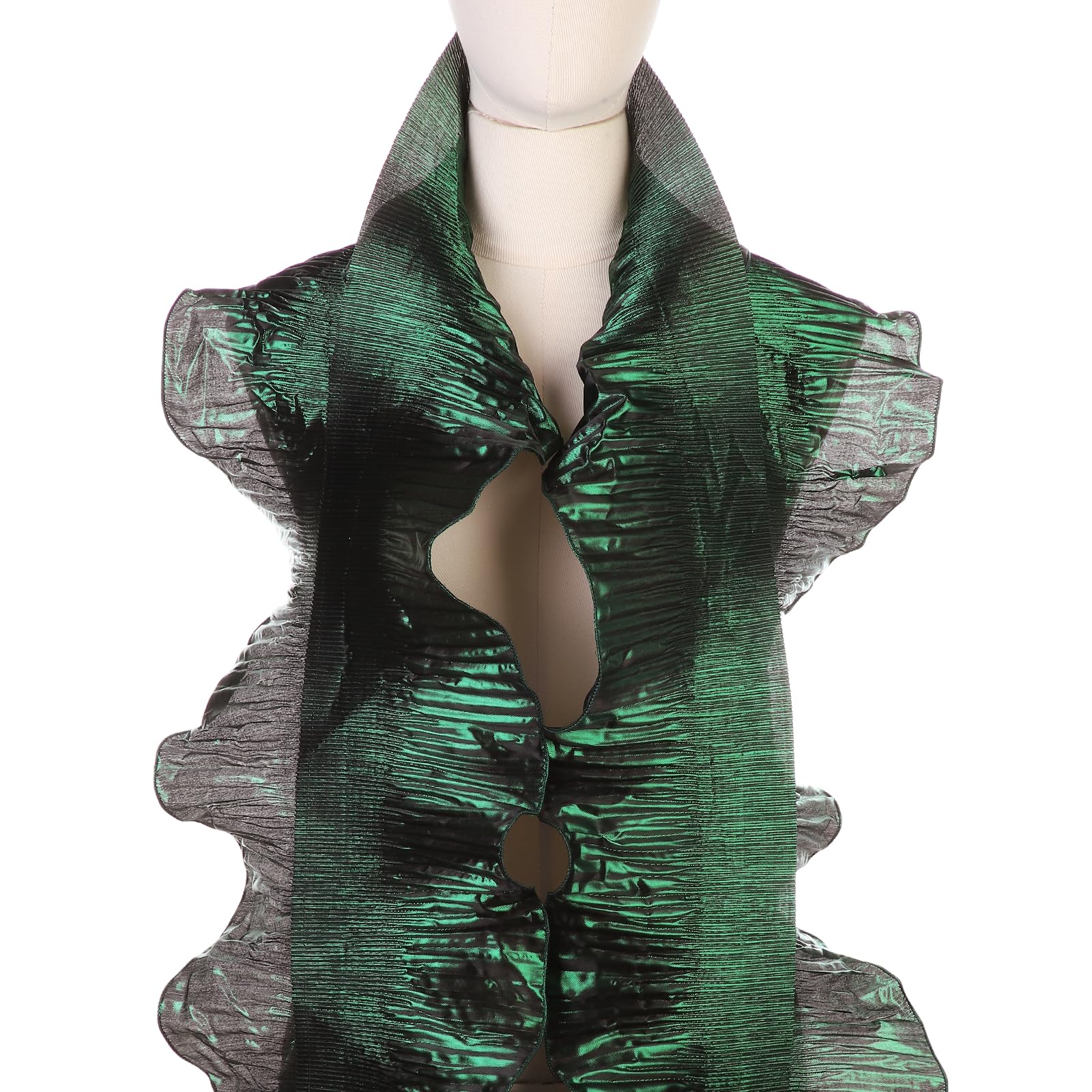 PATIKIL Ruffle Pleated Chiffon Trim, 10Yards x 6 Inch Retro Organza Fabric Tulle Decorative Ruffle Single - Lock Lace Trim Border for DIY Sewing Dress Bag Costume, Black Green