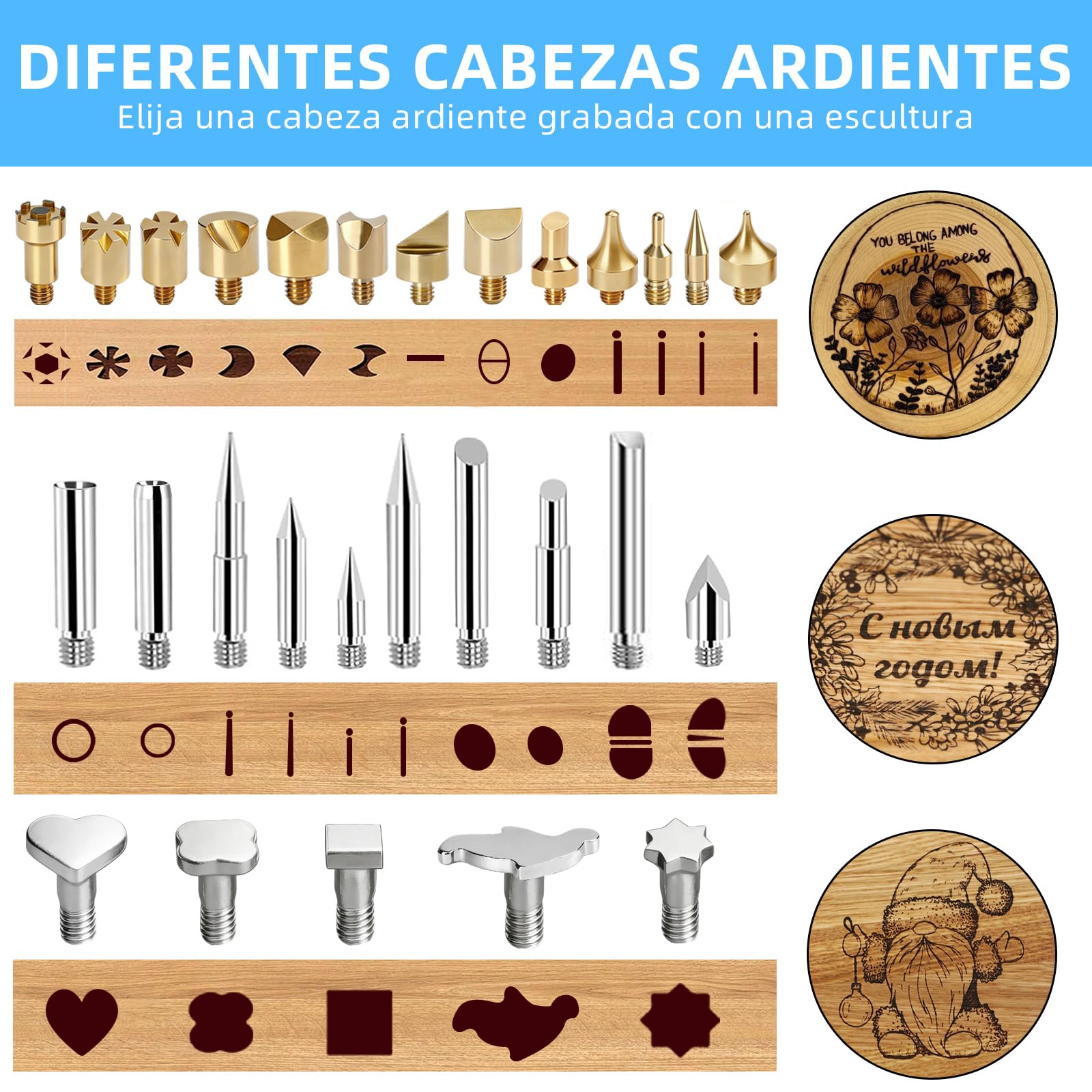 HANDSKIT 52pcs Kit Pirograbador de Madera,pirograbado en madera,Kit Pirograbadores Eléctrico 90W Temperatura Regulable entre 180°C y 480°C,Soldador Pirografo Profesional para Madera,Cuero,Grabado