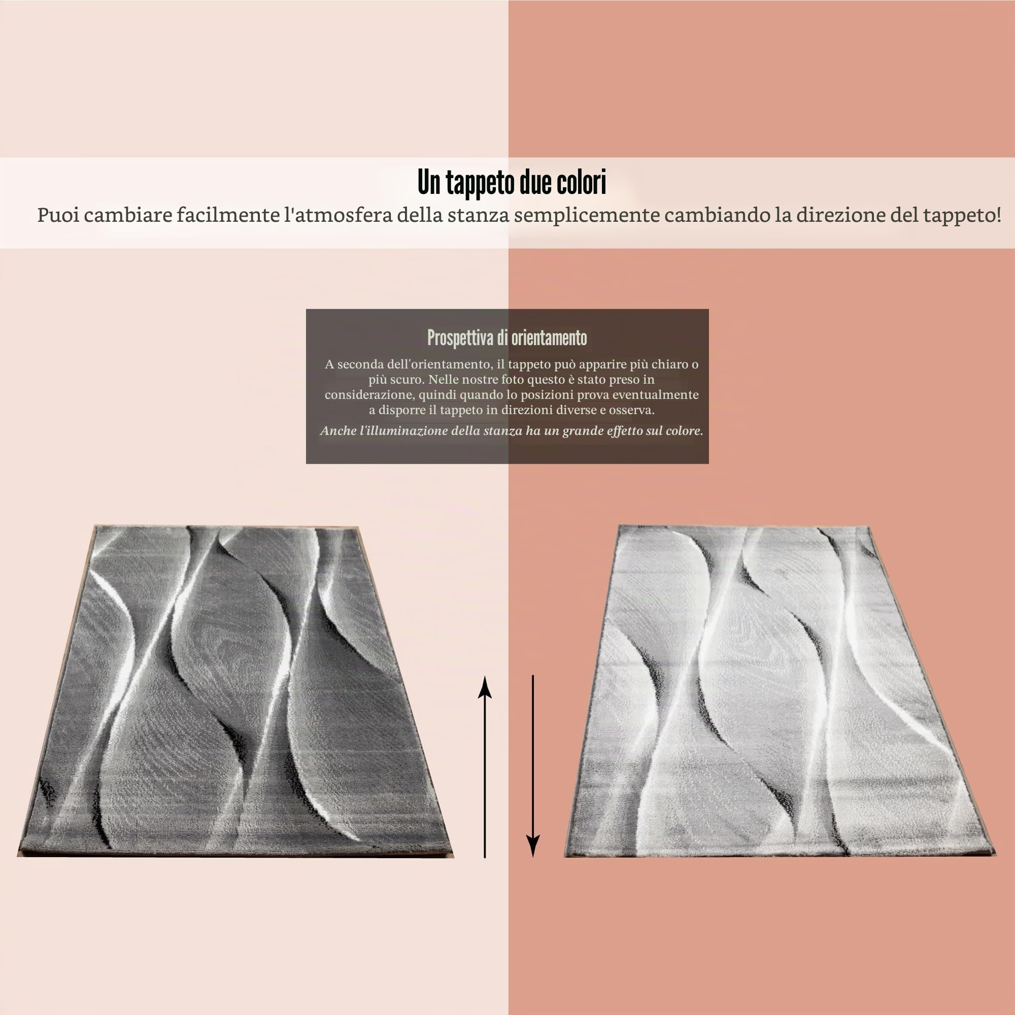 SIMPEX Tappeti a pelo corto, Disegno astratto delle onde, Tappeto Nero, 120 x 170 cm, Tappeti in stile moderno, Tappeto soggiorno