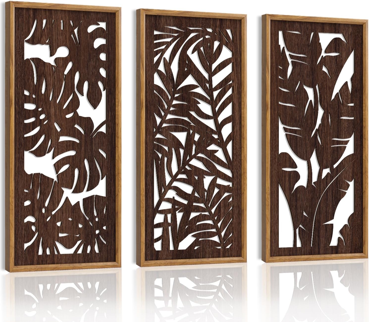 HPNIUB 3PCS Jungle Animals Wall Decor,Rustic Mountain Forest Wooden Sign for Living Room,Vintage Abstract Deer Pine Trees Hanging Wood Plaque Wall Art Nature Wall Sculpture for Home Office(8x16Inch)