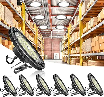 UFO LED High Bay Light 200W 6Pack, Upgraded 160LM/W Flicker-Free, ETL Listed 32,000LM High Bay LED Shop Light for Warehouse Workshop Garage, 0-10V Dimmable, 5-Year Warranty