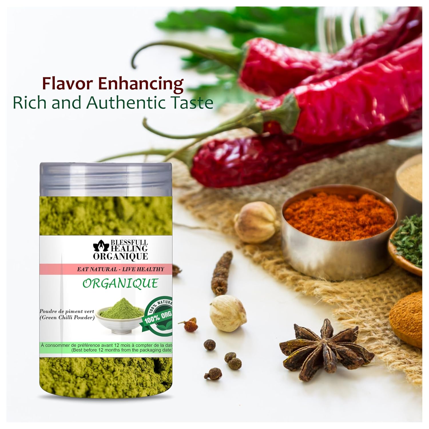 Blessfull Healing Organic Green Chilli Powder 200 Gram