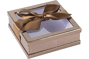 Hammont Clear Window Gift Boxes (3 Pack) Multipurpose Bakery Boxes with Ribbon