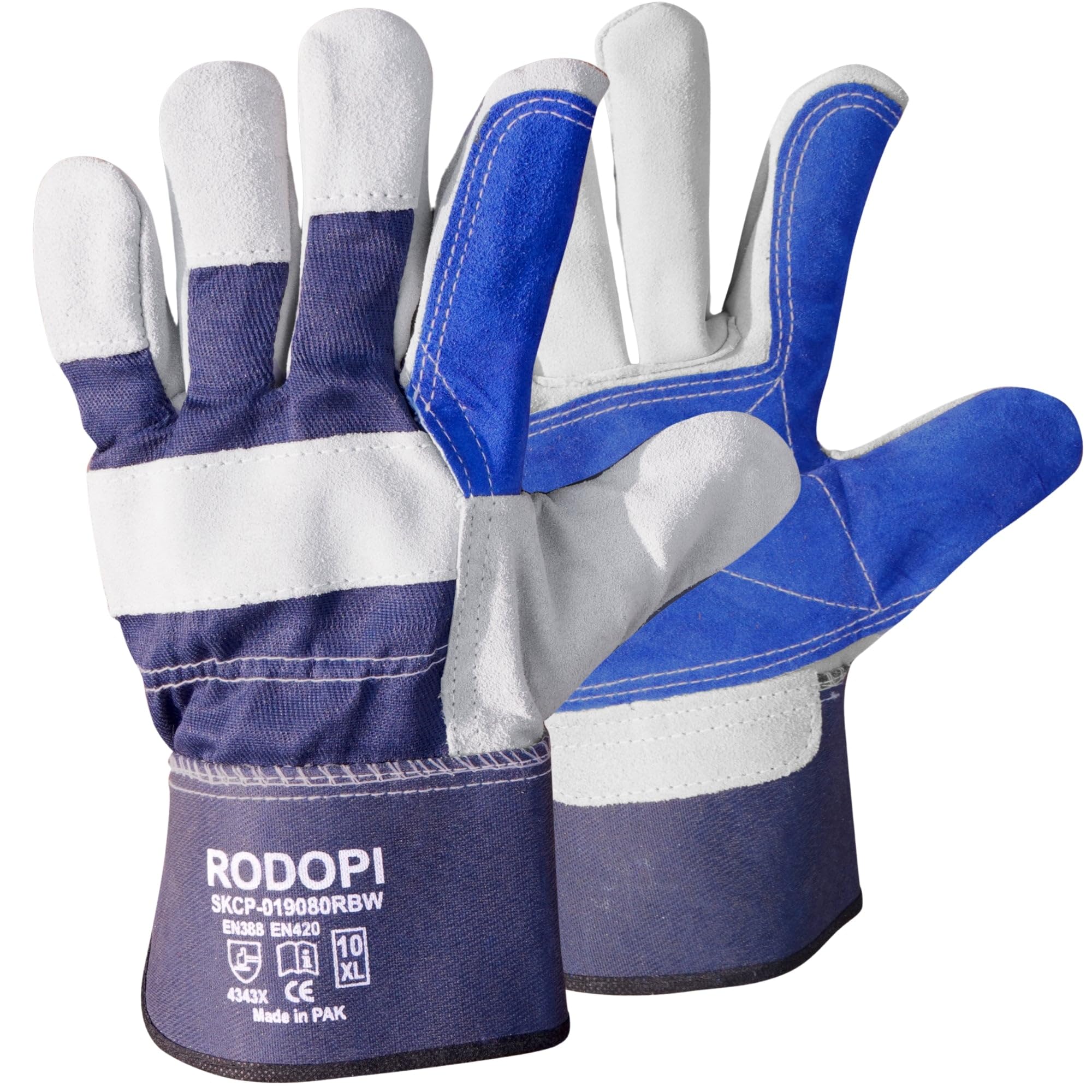 RODOPI Leder Arbeitshandschuhe Cowboy-Forester für Herren und Damen Bauhandschuhe Gr.9-10 Rindspaltleder Gartenhandschuhe dornenfest EN 388:2016 (100 Paar, 9)