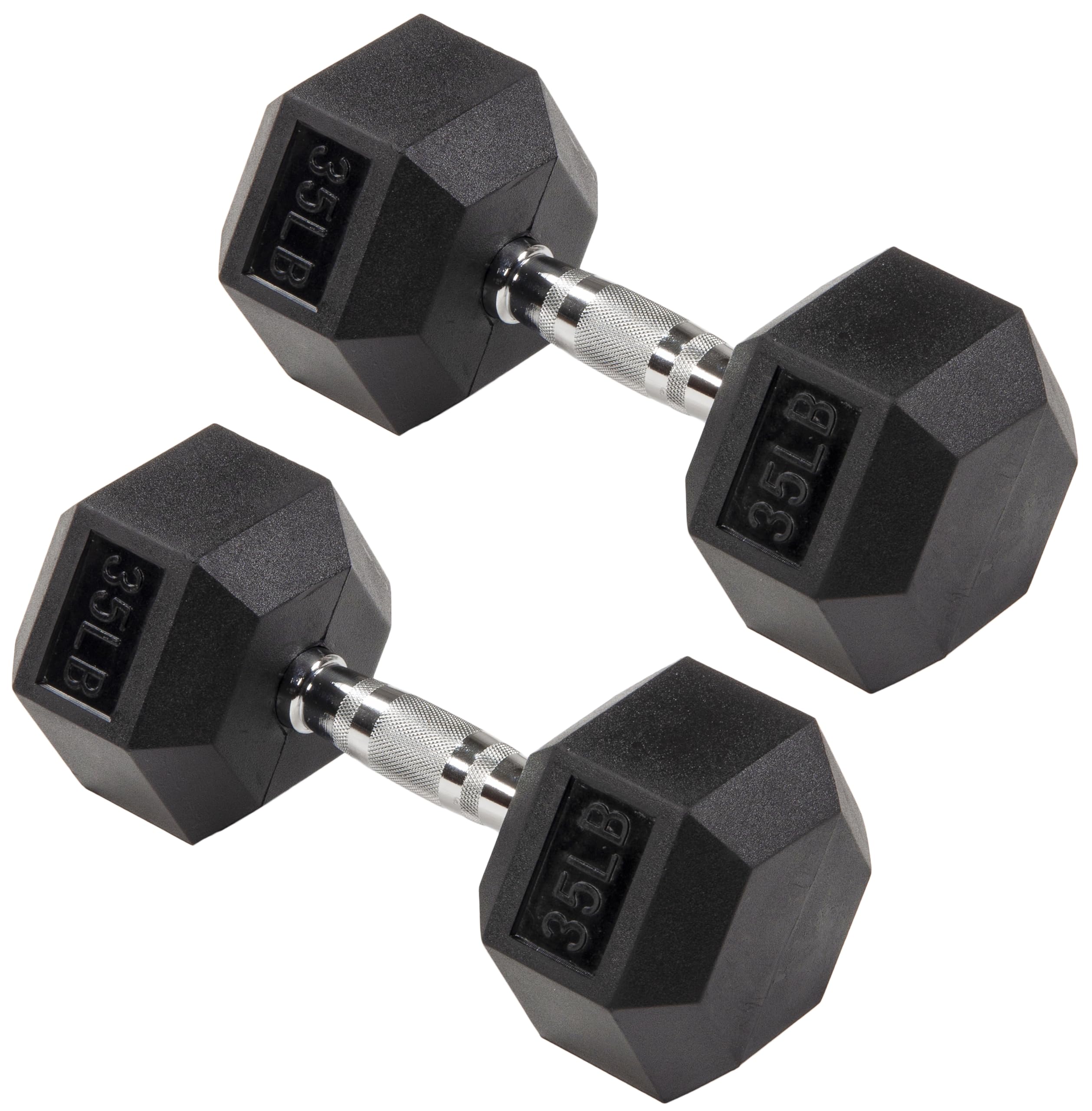 signature fitness premium rubber encased hex dumbbell