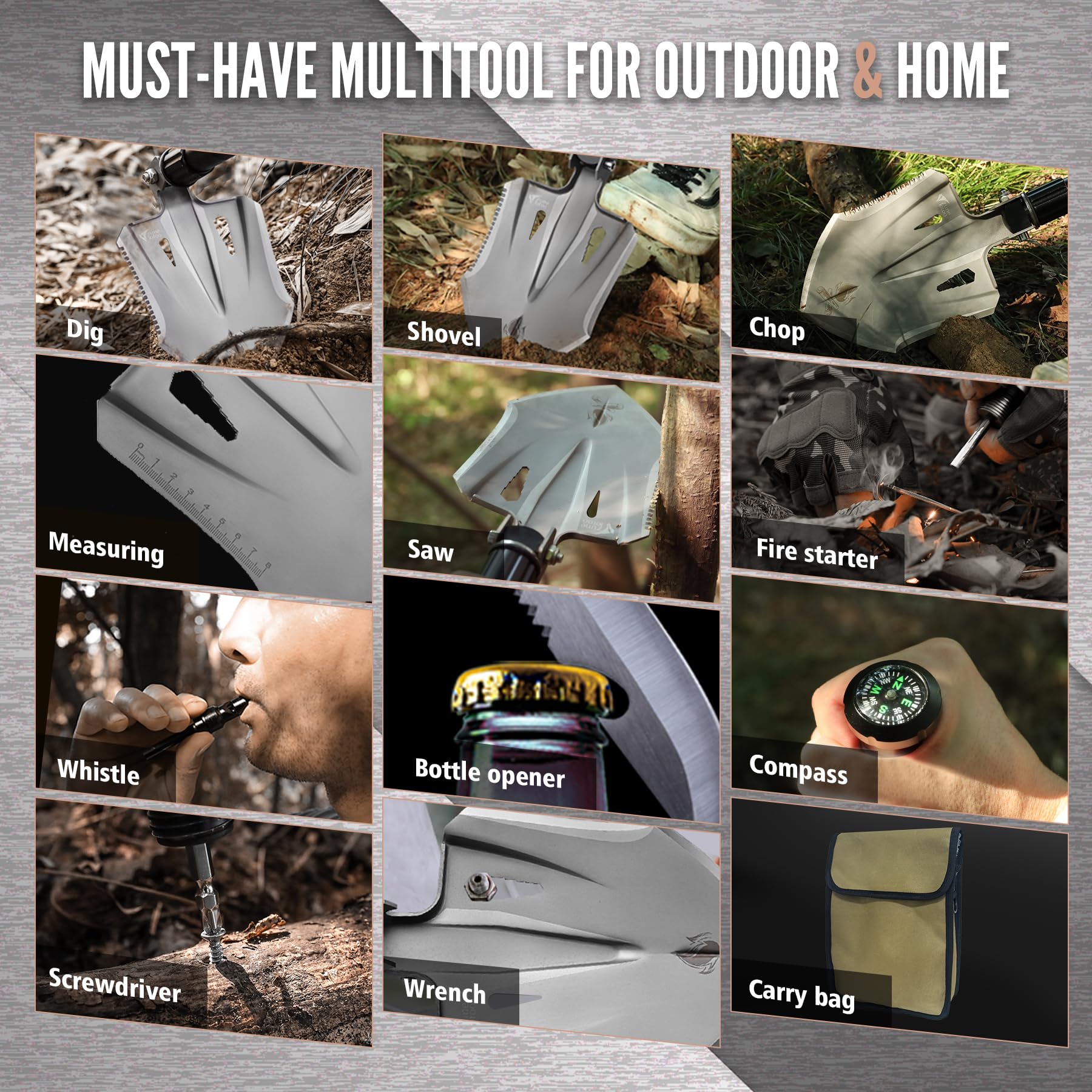 Amazon.com : Zune Lotoo Tactical Shovel Survival Multitool