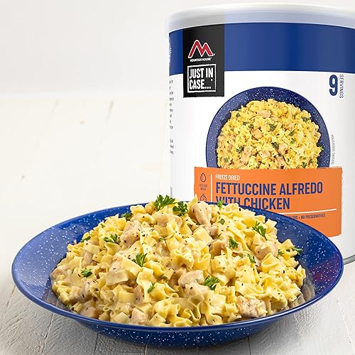 Miniatura 5 de Mountain House Fettuccine Alfredo con pollo #10 Lata  Alimentos de supervivencia liofilizados y de emergencia  9 porciones