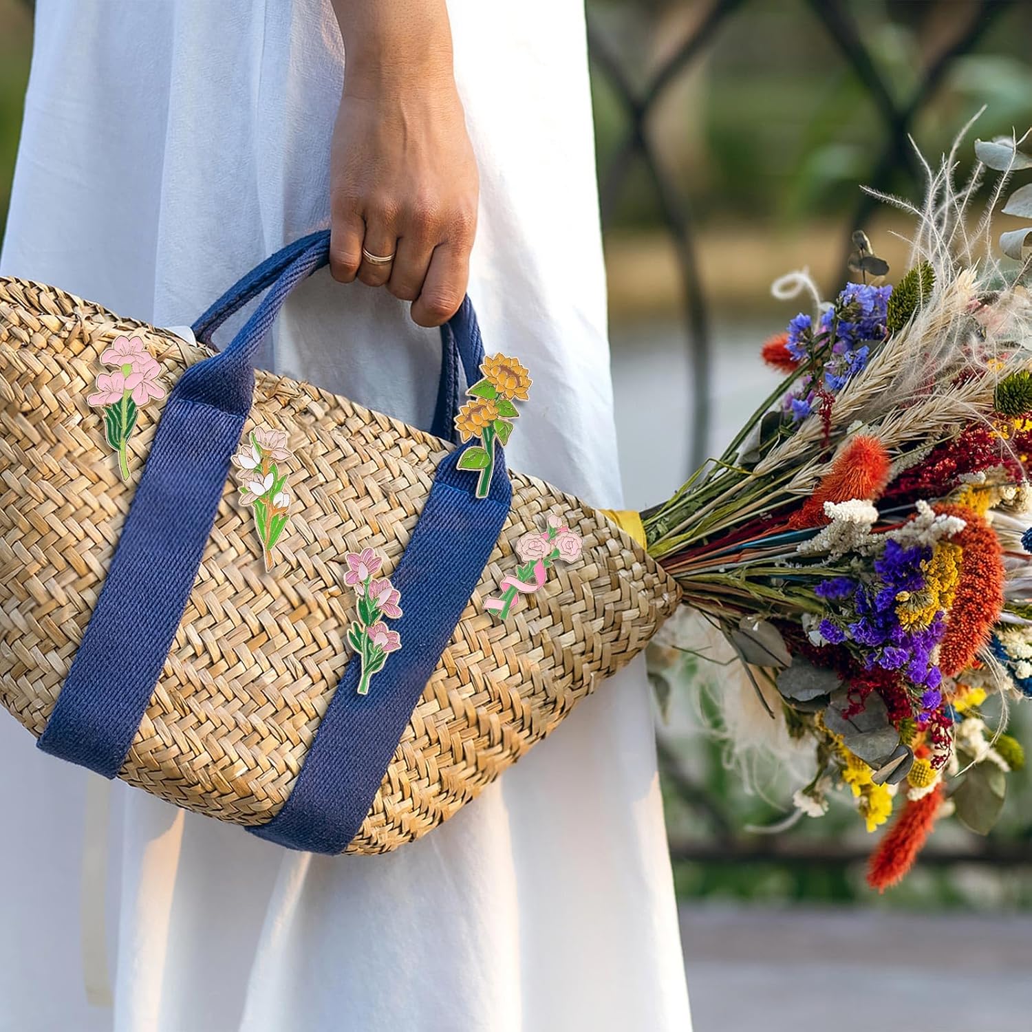 14 Packs Floral Enamel Pins Brooch Bulk, Metal Cute Flower Pins for Clothes Button Women Backpacks Aesthetic Cartoon Gifts Teacher Lapel - Image 6