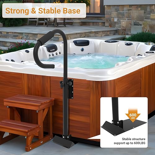 Miniatura 3 de Pasamanos para bañera de hidromasaje, 38 a 58 pulgadas de altura ajustable con opción giratoria de 360 grados y mango antideslizante, pasamanos