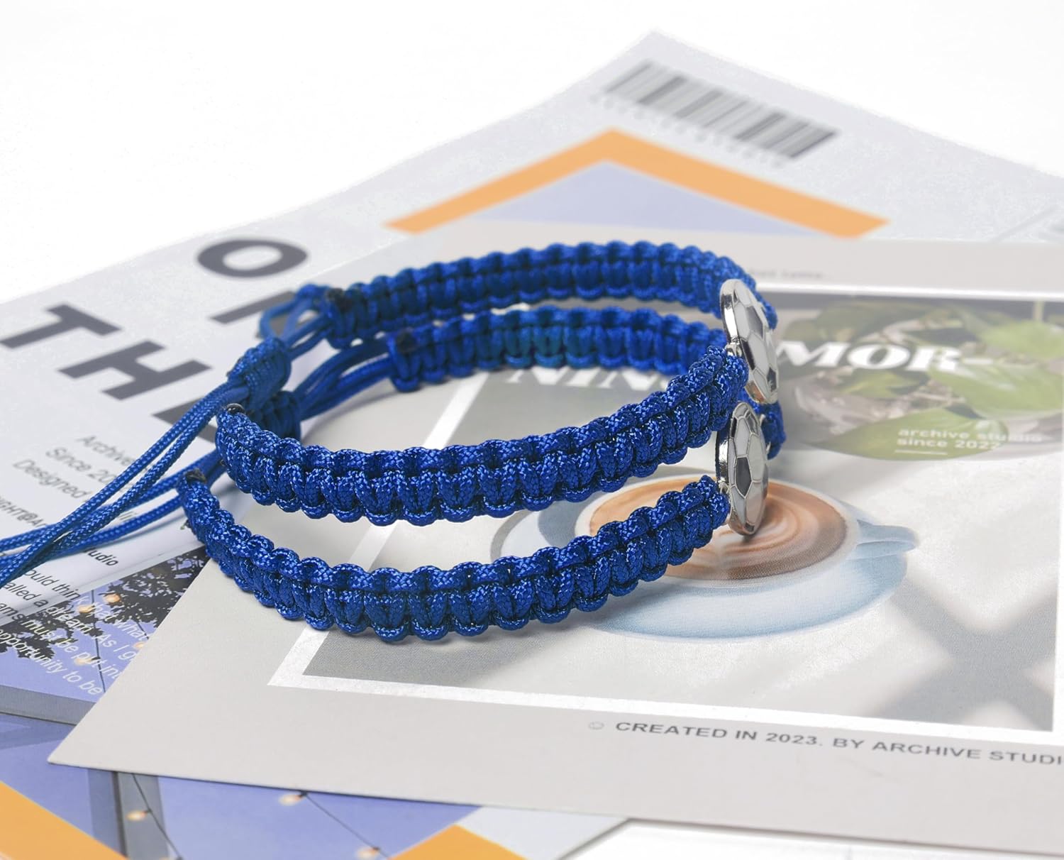 Soccer Bracelet - Adjustable Woven Jewelry with Alloy Soccer Charm, Perfect Sports Accessories and Friendship Gifts for Team Players - Image 4