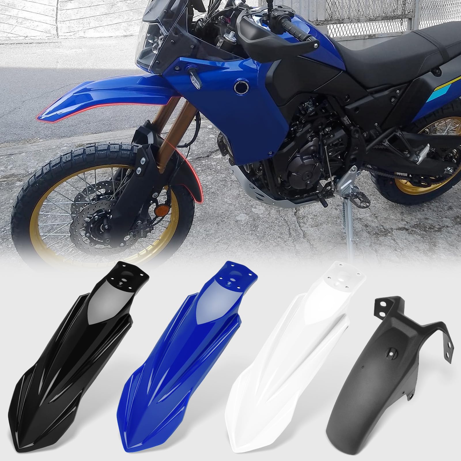 WOOGA Cubierta de guardabarros delantero para motocicleta, Protector de guardabarros Alto y Bajo para Ya&ma&ha TENERE 700/World Raid/Extreme Edition/ XTZ690 Accesorios 2019-2025 (Blanco-Alto)