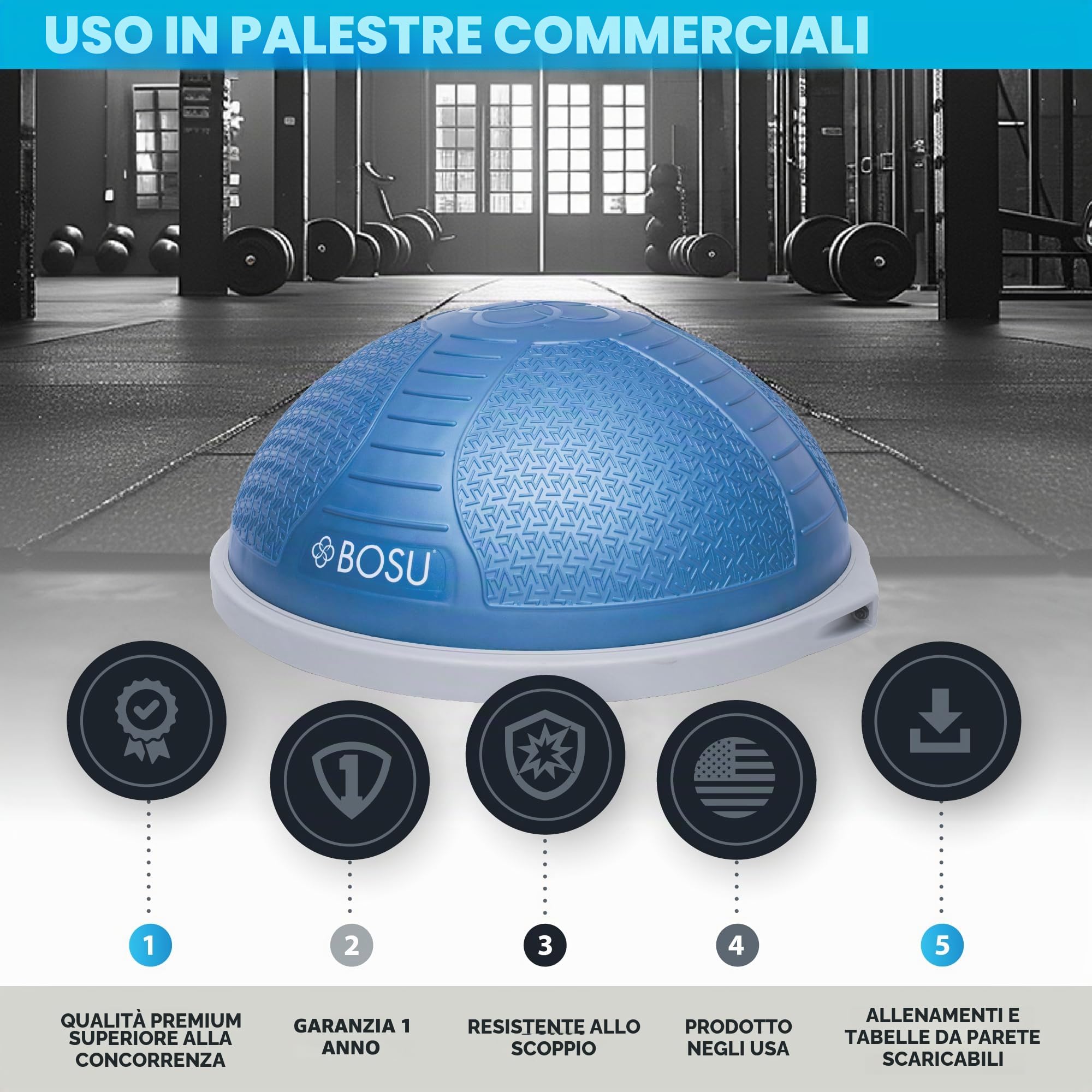 BOSU 72-10850-PNG NextGen PRO Balance Trainer, Ideale per Una Posizione precisa del Corpo e per Esercizi Cardio, agilità, Forza, Core, Equilibrio o Mobilità, 65 cm (Blu)