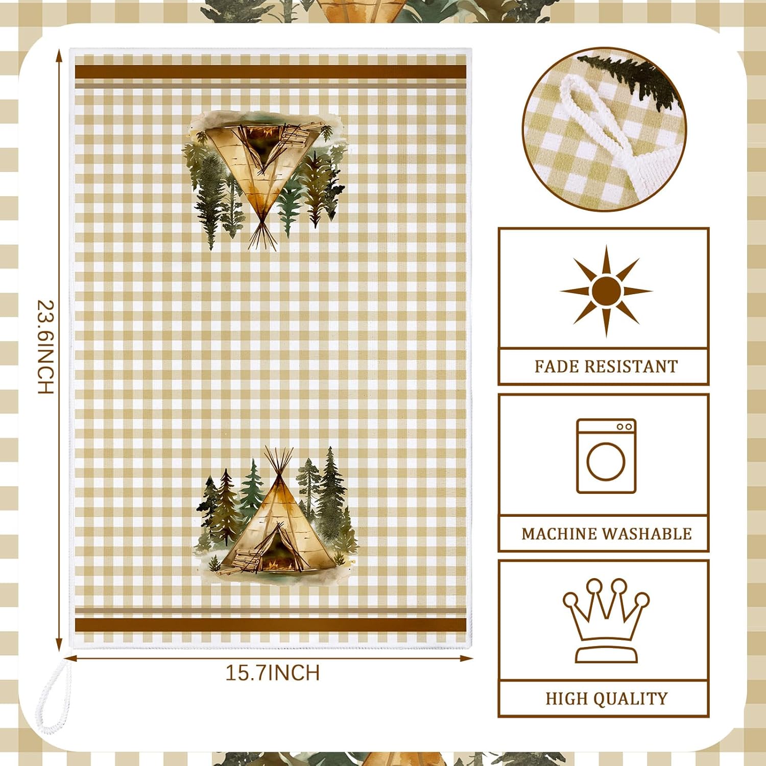 Bencailor 6 Pcs Decorative Kitchen Hand Towels Set Farmhouse Vintage Kitchen Dish Towels for Cabin Home Bathroom(Classic Color,Animal Style) - Image 3