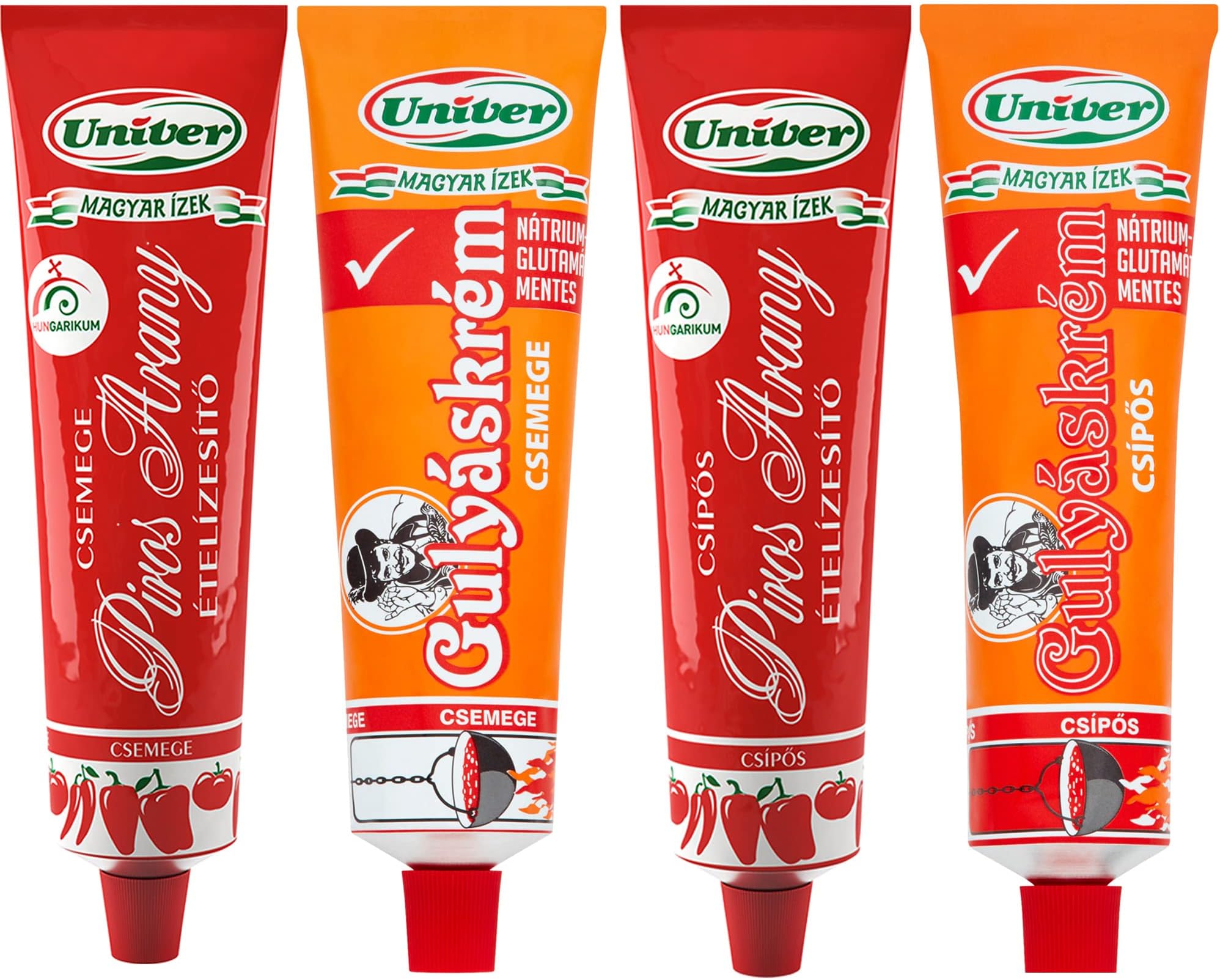 Univer Piros Arany (Sweet + Hot) and Goulash Paste (Sweet + Hot) (4x160g)
