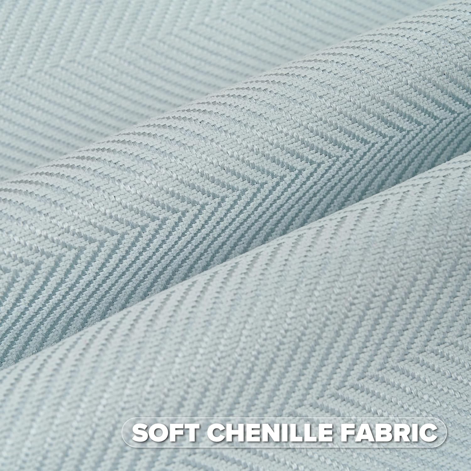 FUTEI Light Blue Chenille Throw Pillow Covers 26x26 Inch Set of 2,Soft Wide Chevron Textured Euro Pillow Shams,Farmhouse Home Decor for Couch Bed Living Room