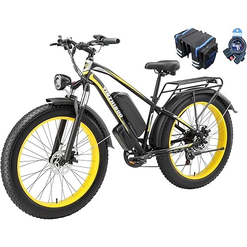XDC600 Electric Bike for Adults with 2000W Peak Motor, 48V 17.5Ah (840Wh) Battery Electric Mountain Bike, 26'' x 4'' Fat Tire Ebike with Saddle Bag,Lock, 32MPH Speed, UL2849 Certified