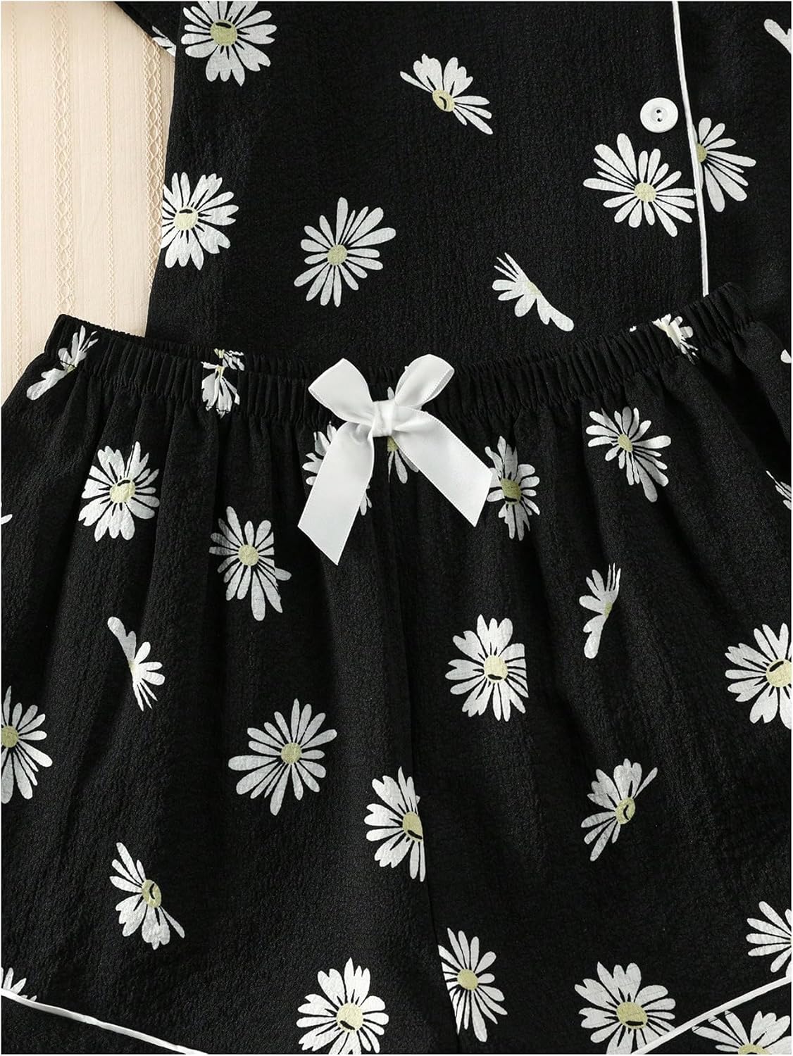 Floerns Women's 2 Piece Floral Pajama Set Short Sleeve Button Down Sleep Shirts and Lounge Shorts Pjs - Image 2