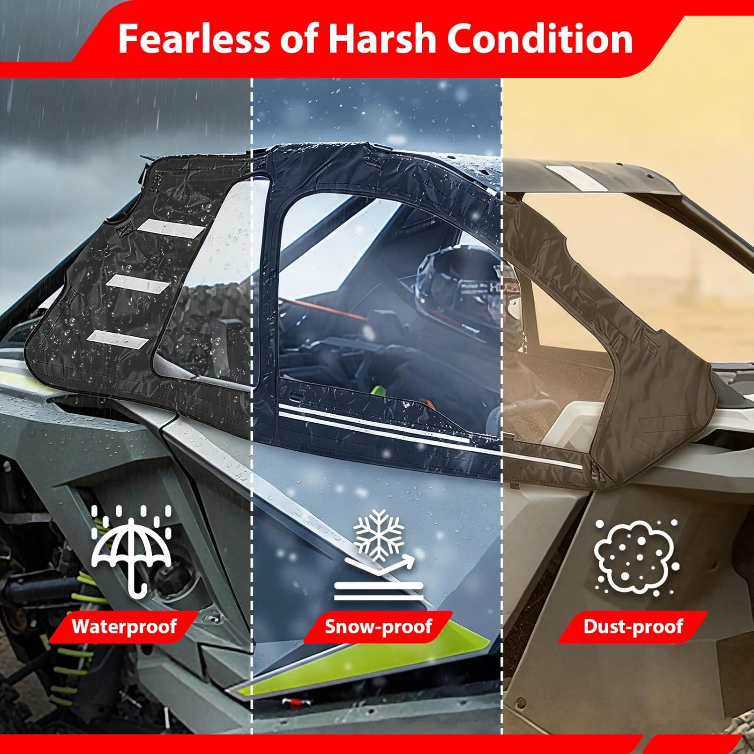 WeiSen UTV Soft Cab Enclosures Upper Door Compatible with Polaris RZR PRO XP/Turbo R/ PRO S 2020-2026, Upper Windows #2884664