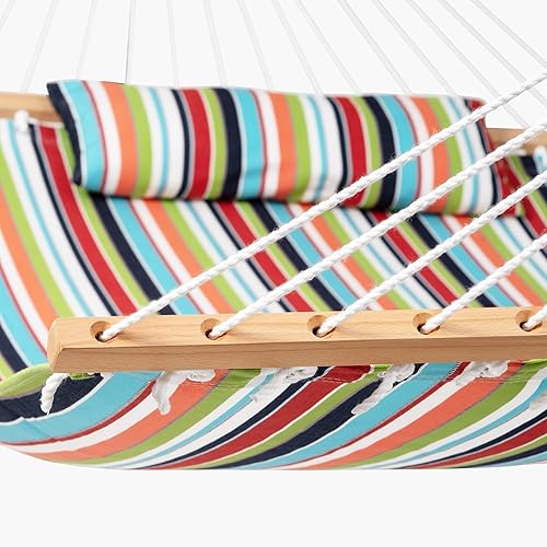 Miniatura 7 de Lazy Daze - Hamaca de tela Sunbrella de 12 pies con barras esparcidoras y almohada gratuita para dos personas, resistente a todo clima y a la