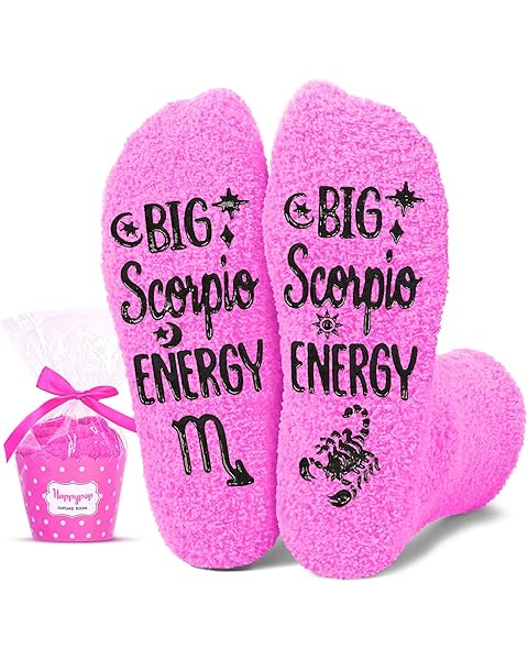 HAPPYPOP Zodiac Pisces Gifts Birthday Gifts for Women - Astrology Constellation Horoscope Gifts, Fuzzy Space Galaxy Socks