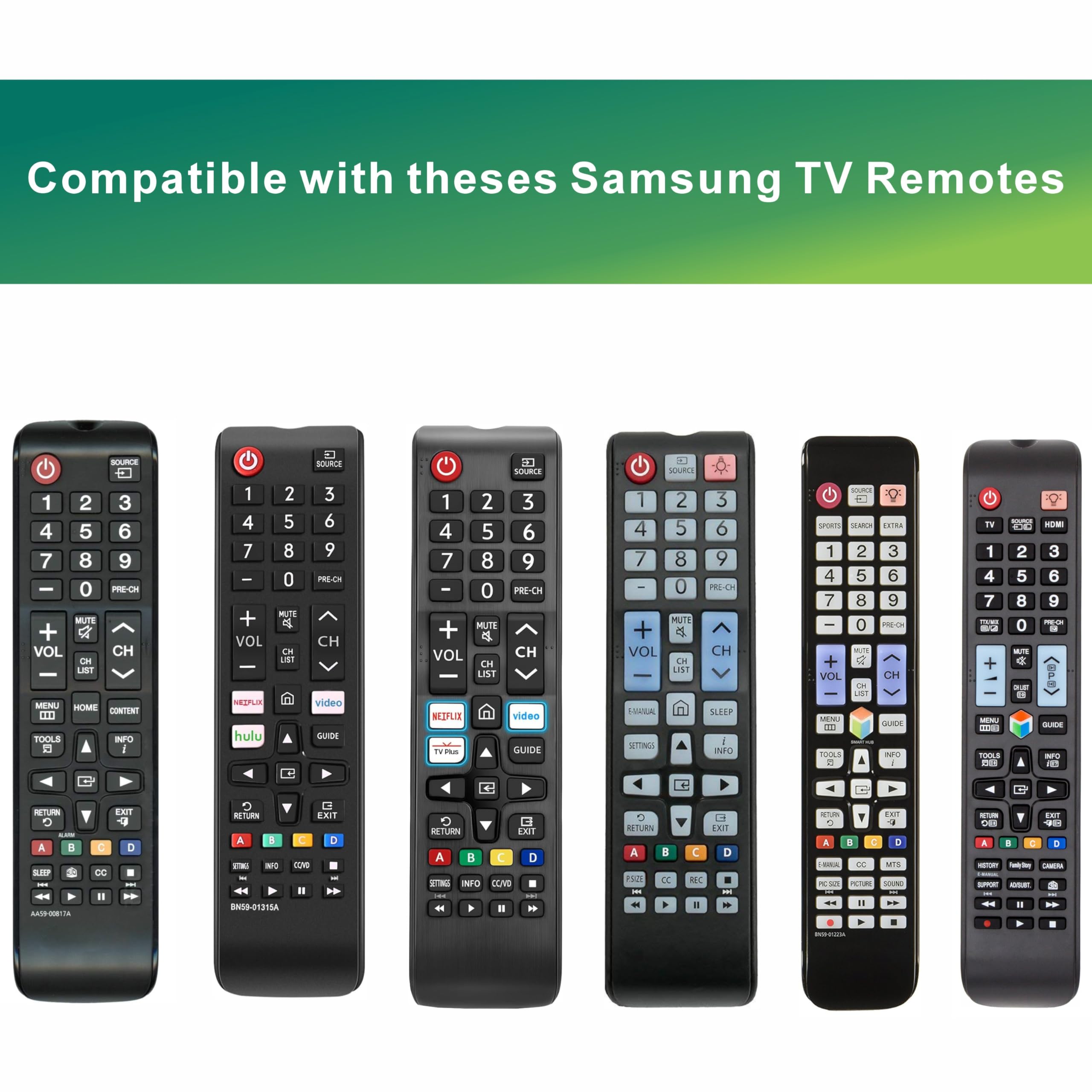 Uniwersalny pilot kompatybilny z Samsung TV Remote, IR, bez głosu, kompatybilny ze wszystkimi modelami Smart LCD LED HDTV 3D Smart TV BN59-01315J BN59-01315A BN59-01301A