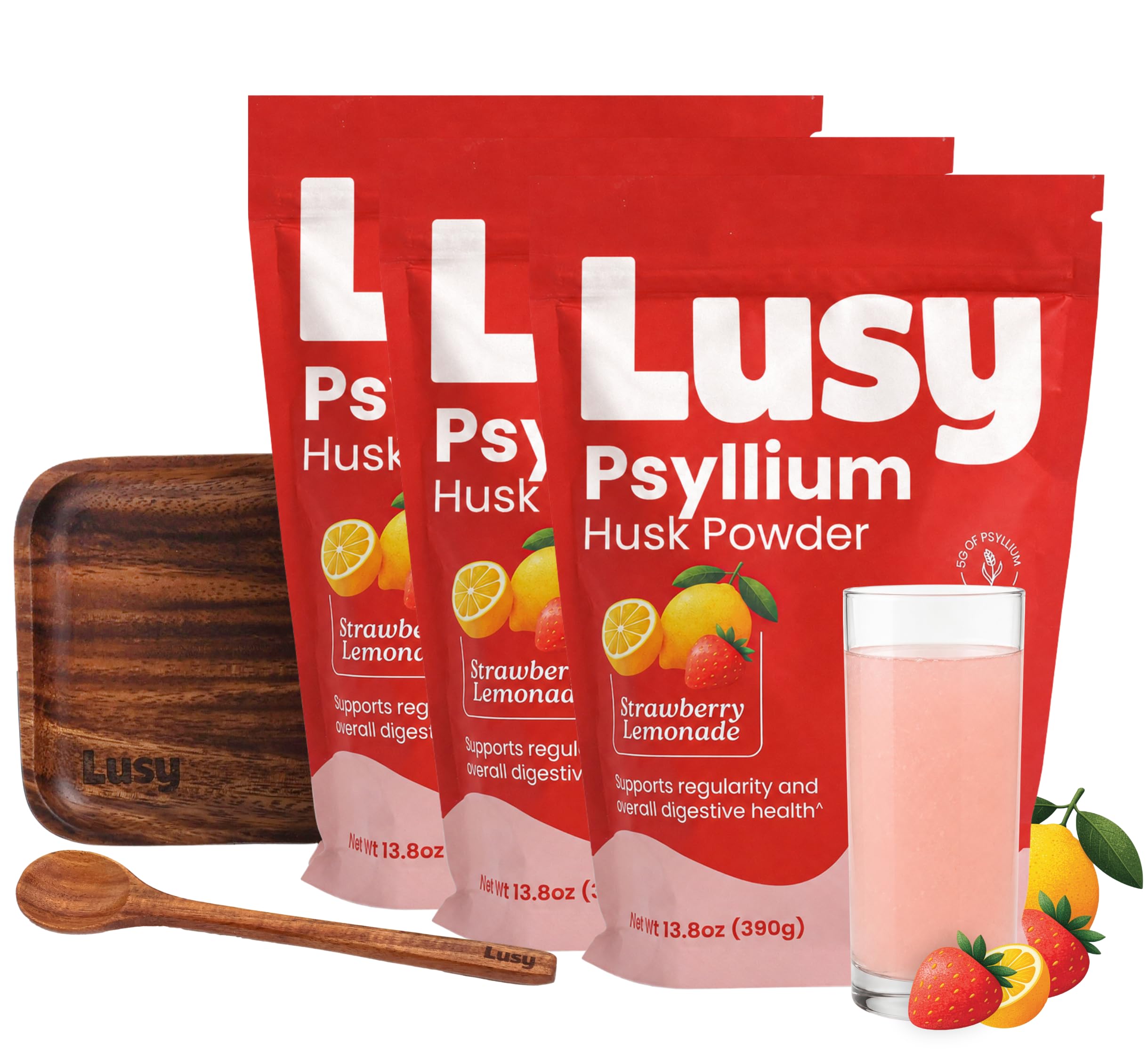 Lusy - Psyllium Husk Fiber Supplement - Strawberry Lemonade (13.8 oz) — Amazon image 8