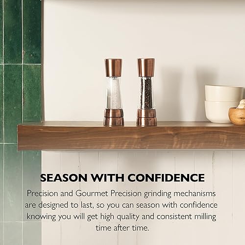Miniatura 21 de Cole & Mason Derwent - Molinillo de pimienta de precisión gourmet, herramientas recargables para condimentos y especias, ajustes ajustables de Oro