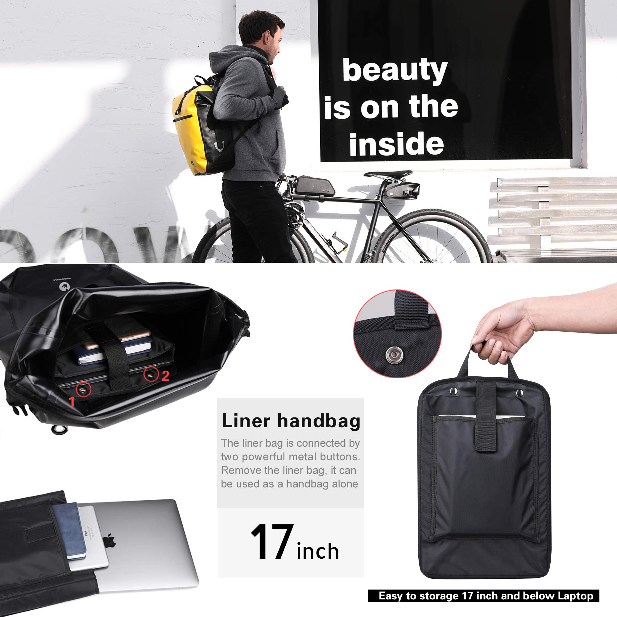 BAIGIO Bolso de Bicicleta Trinity para Panier Rack,27-30l, Bolso Impermeable Panier Rack, Bolso de Bicicleta, Bolsillo Frontal/Trasero, Mochila Multifuncional, Bolso de Equipaje, Bolso de Viaje