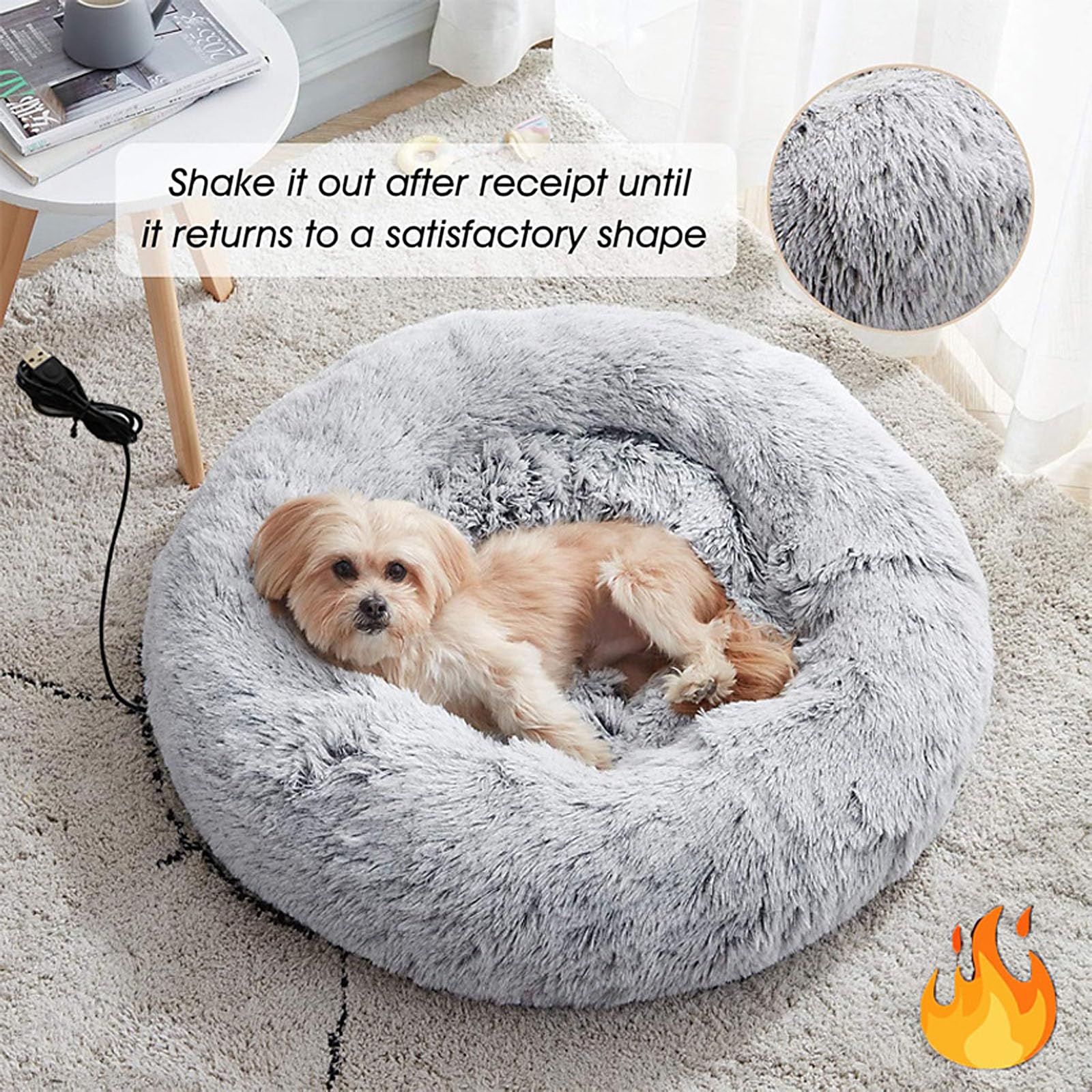 Cuccia per cani riscaldata USB calda per animali domestici con fondo antiscivolo, cuscino rimovibile e lavabile, per l'uso nelle giornate fredde, per interni, letto per cani riscaldato