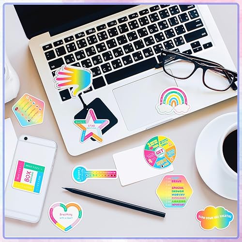 Vista 30 de Crtiin 100 tiras sensoriales para ansiedad, calma, atención plena, calcomanías sensoriales para ansiedad, estrés, respiración, diferentes texturas