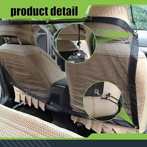 Miniatura 3 de 1 red separadora para asiento trasero de automóvil, 45.27 x 24.4 pulgadas, material de micromalla de nailon restringido, red de seguridad para