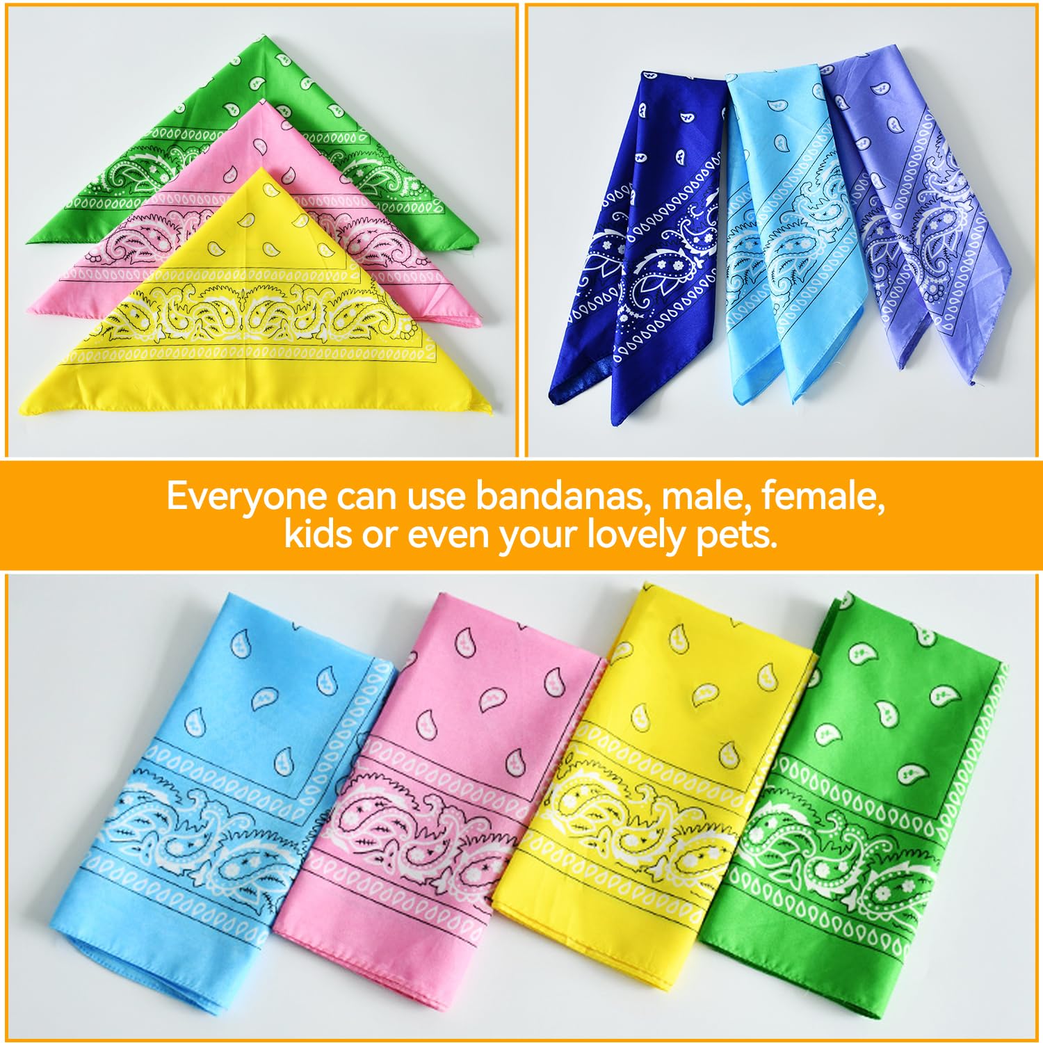22 pezzi bandana per uomo e donna, design colorato e moderno, per feste, cowboy e sport estivi (55 x 55 cm)
