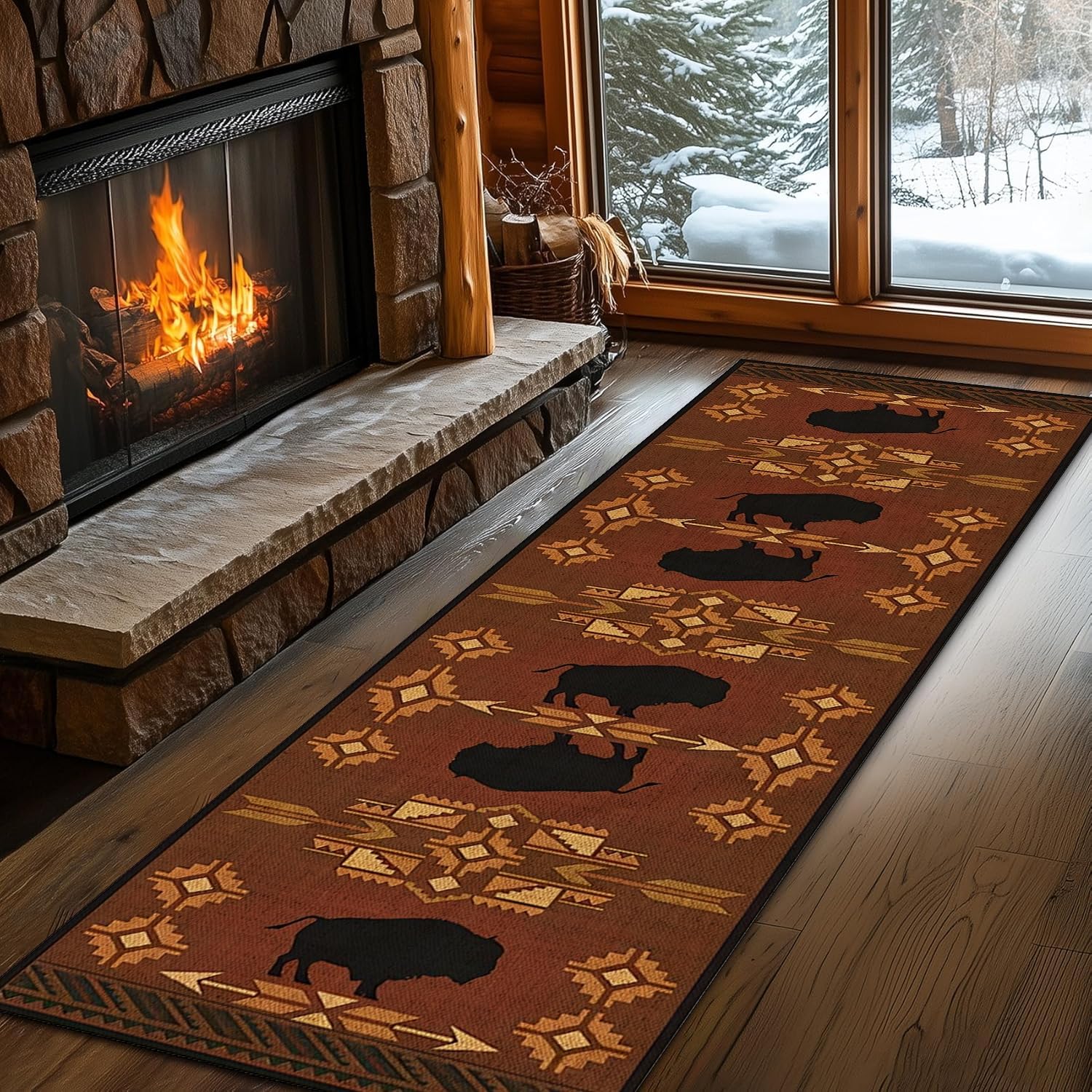 PDENZG Southwest Aztec Rustic Hallway Runner Carpet, 50x150cm,Country Lodge Native Style Tribal Rug，Western Rug for Living Room,Retro Home Hallway Decor Mats And Rugs，for High Traffic Area Entrance 。