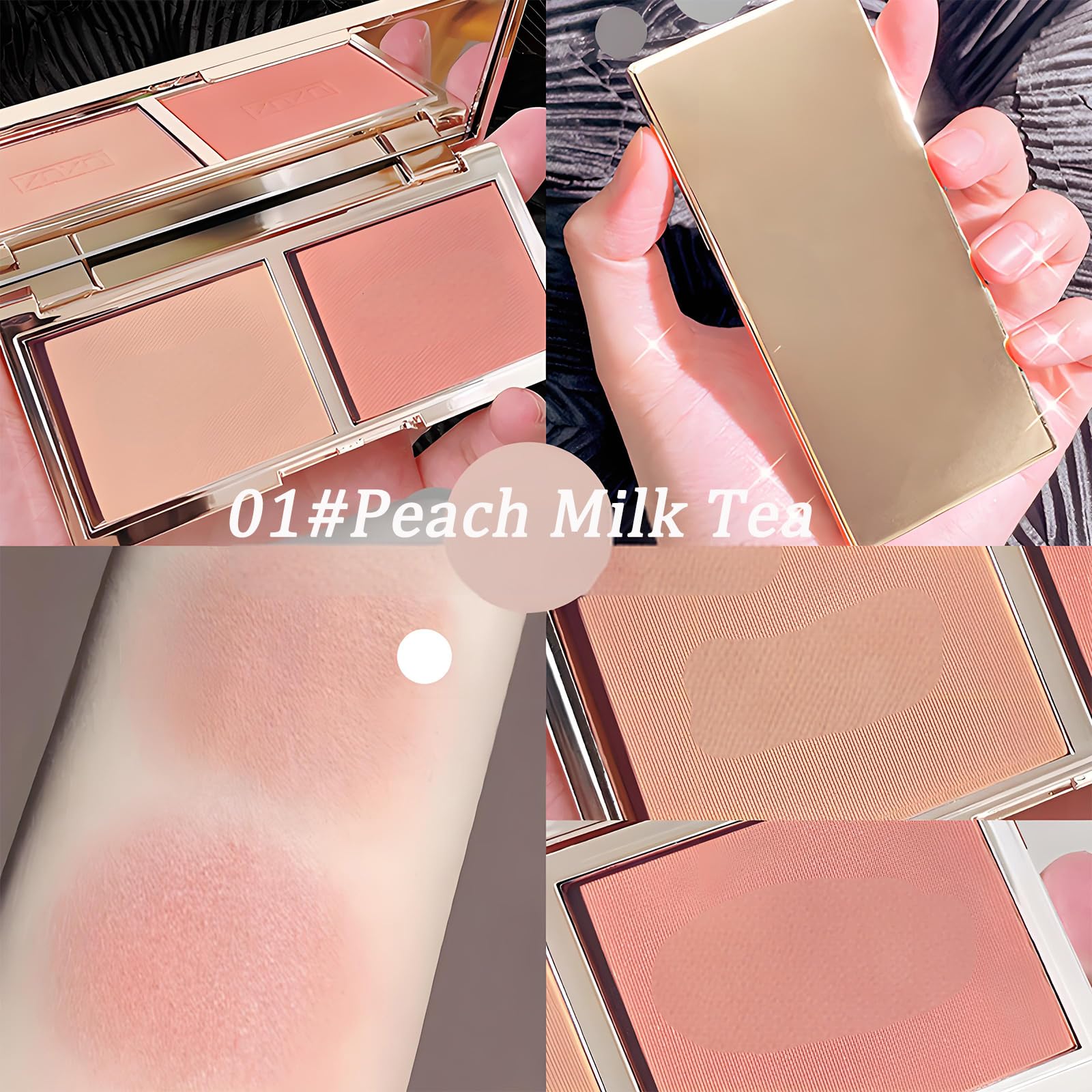 2-in-1 Blush Palette with Mirror and Brush - Image 3