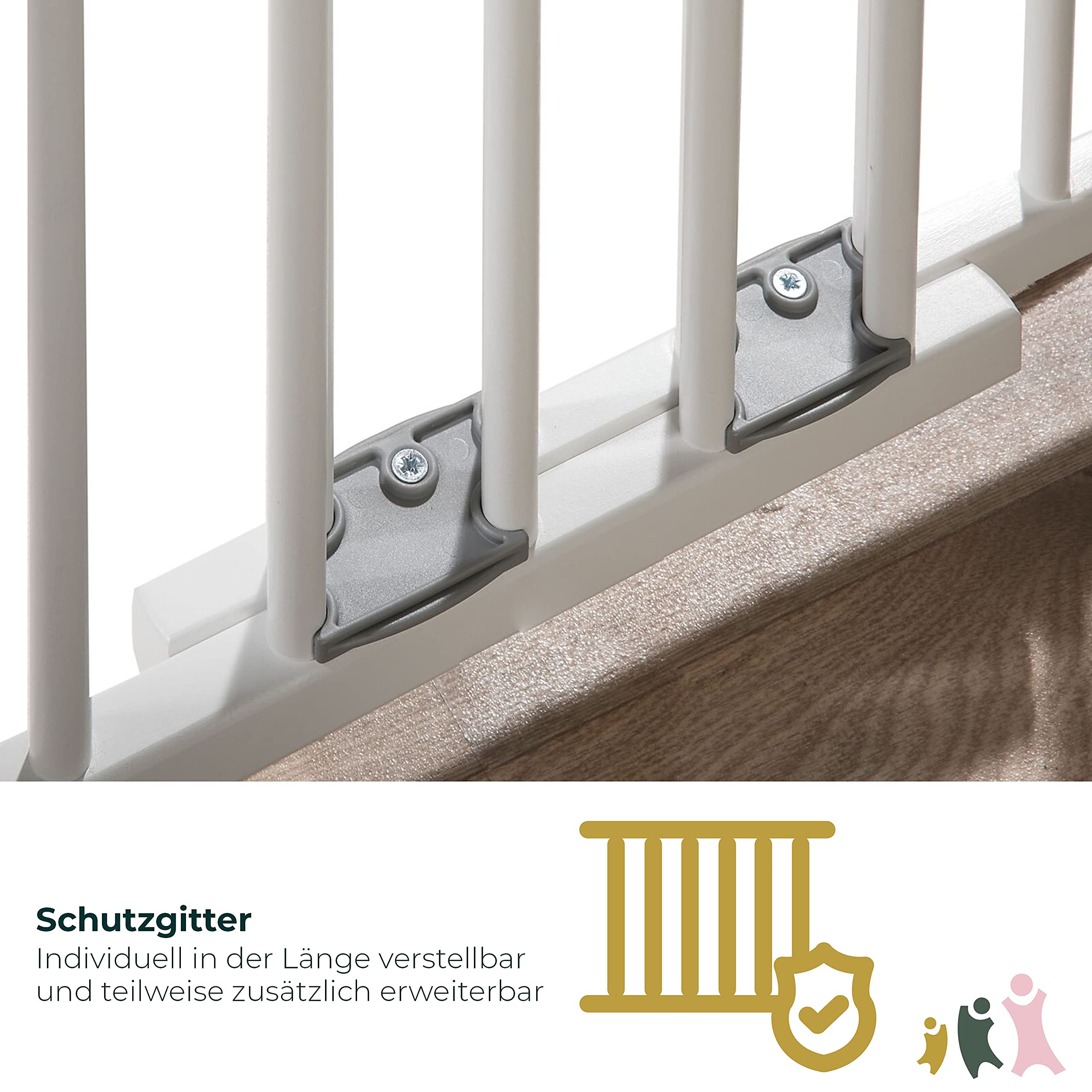 Geuther 2734 Barrière de sécurité pivotante Protection escalier Adaptation: 86 cm - 133 cm Barrière de porte à percer Barrière haute pour bébé réglable fermeture de sécurité Blanc