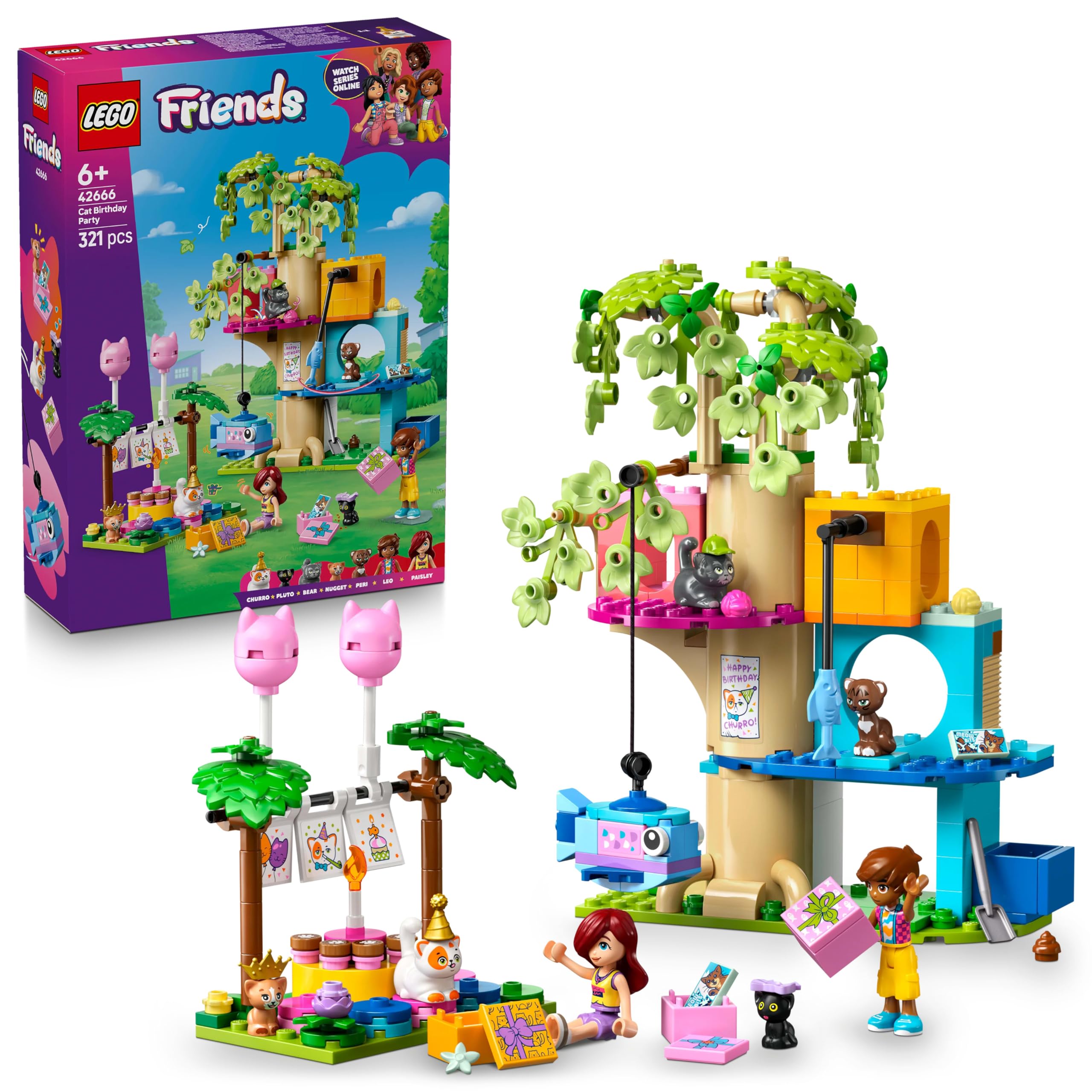 LEGO Friends Cat Birthday Party & Tree House Building Kit Toy 42666 Building Blocks Toys for 6+ Gift for Boys and Girls-image-10
