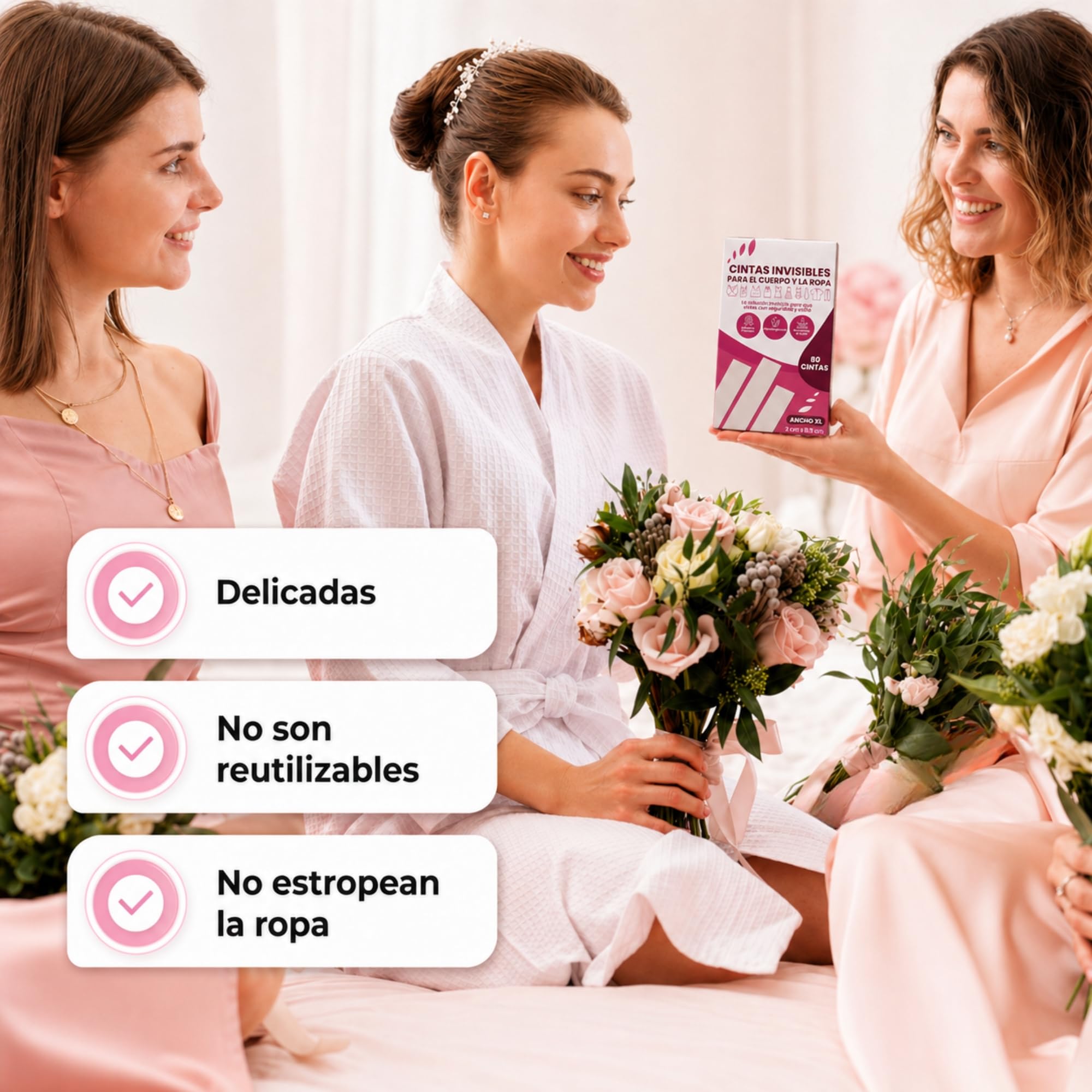 Cinta Doble Cara Invisible Adhesivo Natural Extrafuerte Resistente al Sudor Hipoalergénica para Ropa y Piel Sin Daños Sin Residuos
