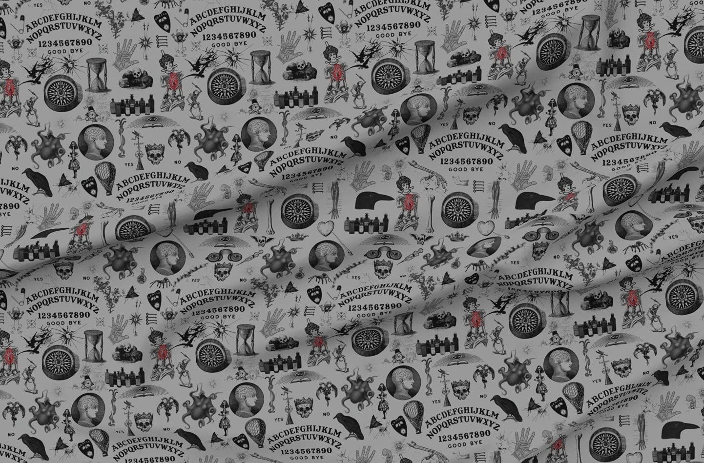 Spoonflower Fabric - Board Fortune Occult Halloween Steampunk Anatomy Medical Printed on Polartec(R) Fleece Fabric by The Yard - Sewing Blankets Loungewear and No-Sew Projects