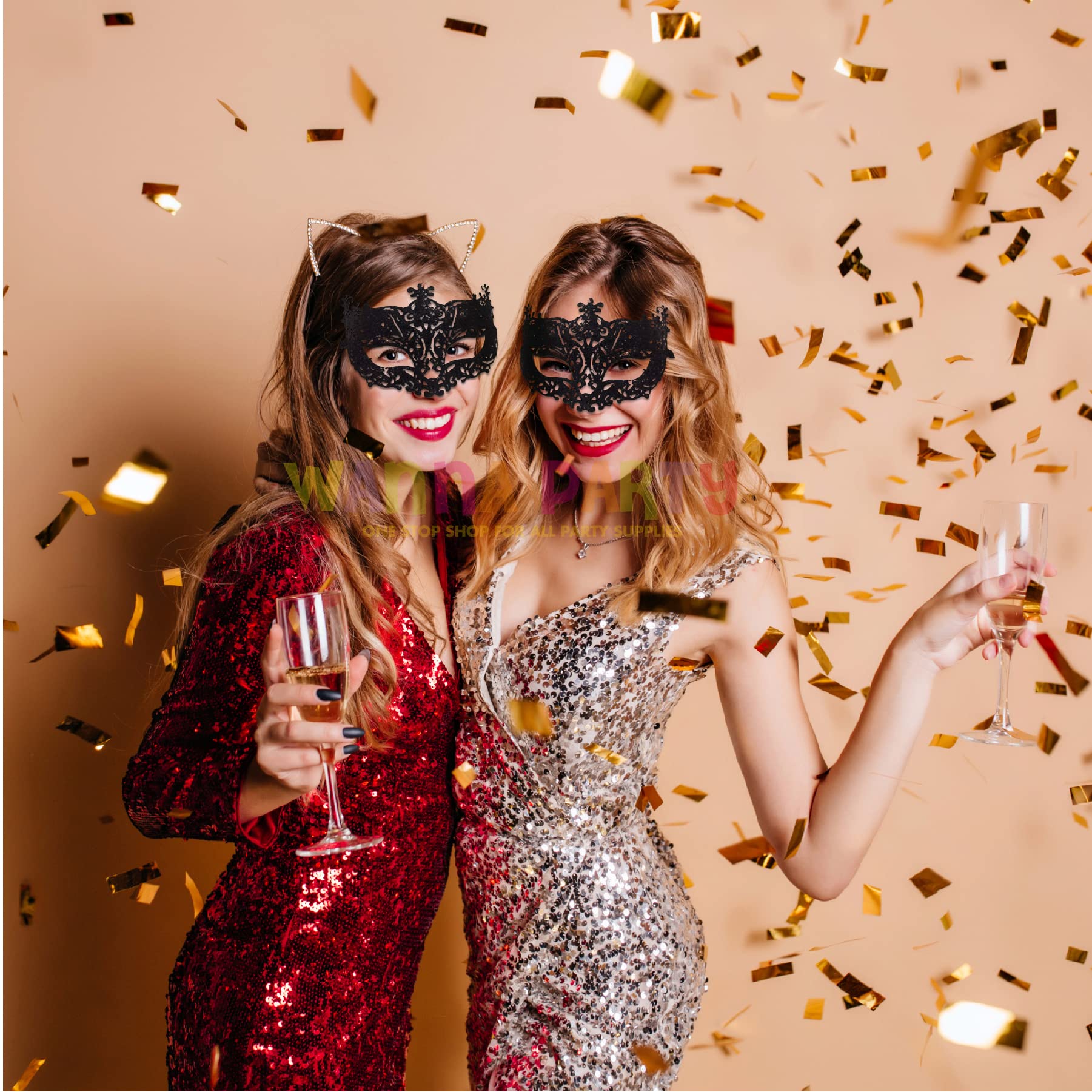 Wanna Party Fashionable Glitter Fashion Eye Mask - Black - Image 4 thumbnail