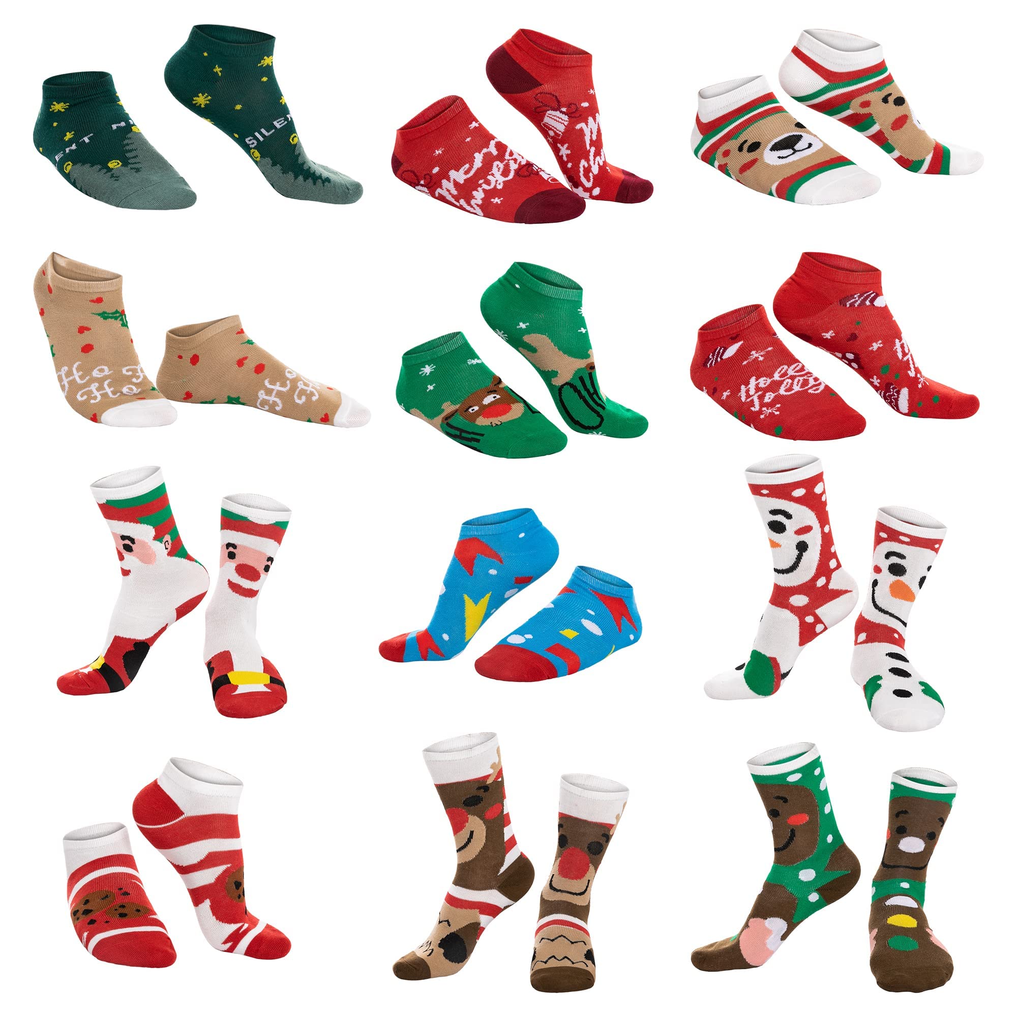 Calendrier De L'Avent 2025 FestiKiva - 24 Paires De Chaussettes - Calendrier De Compte à Rebours De 24 Jours - Chaussettes Parfaites Pour Cadeau Pour Hommes Et Femmes (Rouge-39-45
