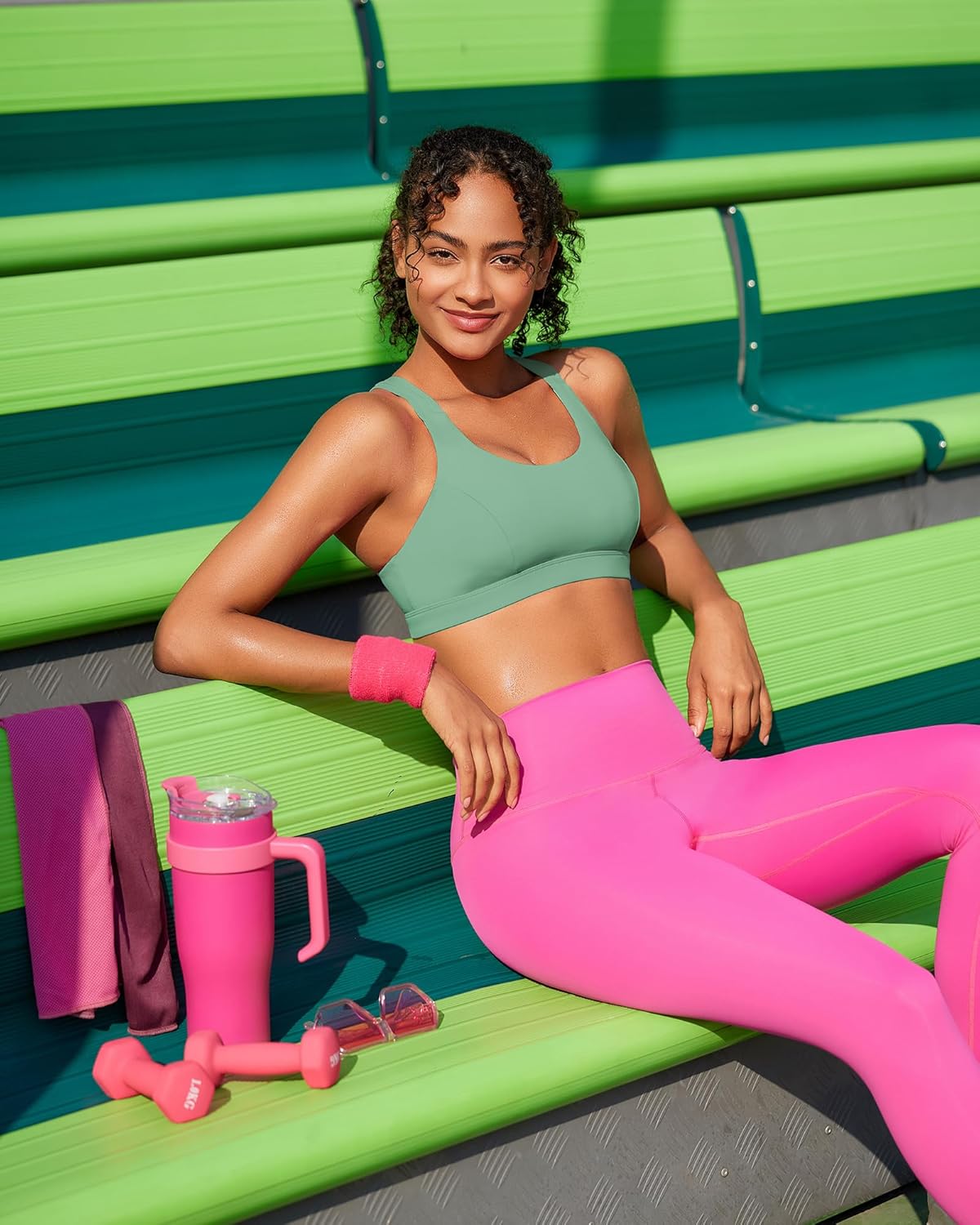 RUNNING GIRL Sports Bras for Women,Seamless Strappy Sports Bra High Support Crisscross Back with Removable Pads - Image 4