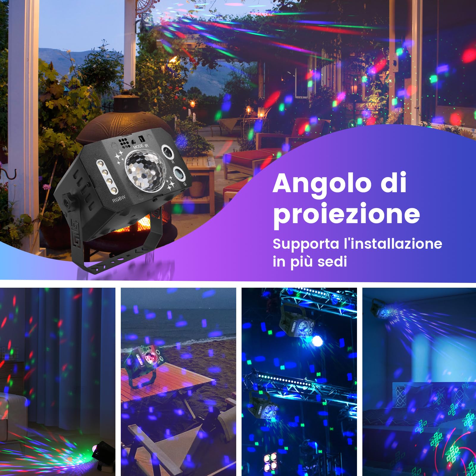 JONRRYIN Luci Discoteca, 3 IN 1 Strobo Discoteca, Luci da Discoteca con Controllo Musicale, Laser Discoteca con Mando a Distancia y 128 Patrones per Feste, Compleanno, Pub