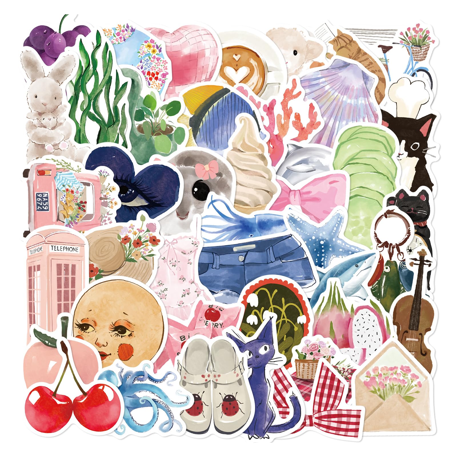 100 Pack Aesthetic Stickers, Cute Waterproof Vinyl Stickers for Kid, Sticker Set for Laptop, Computer, Luggage, Skateboard, Water Bottles, Scrapbook, Ideal Classroom Prizes