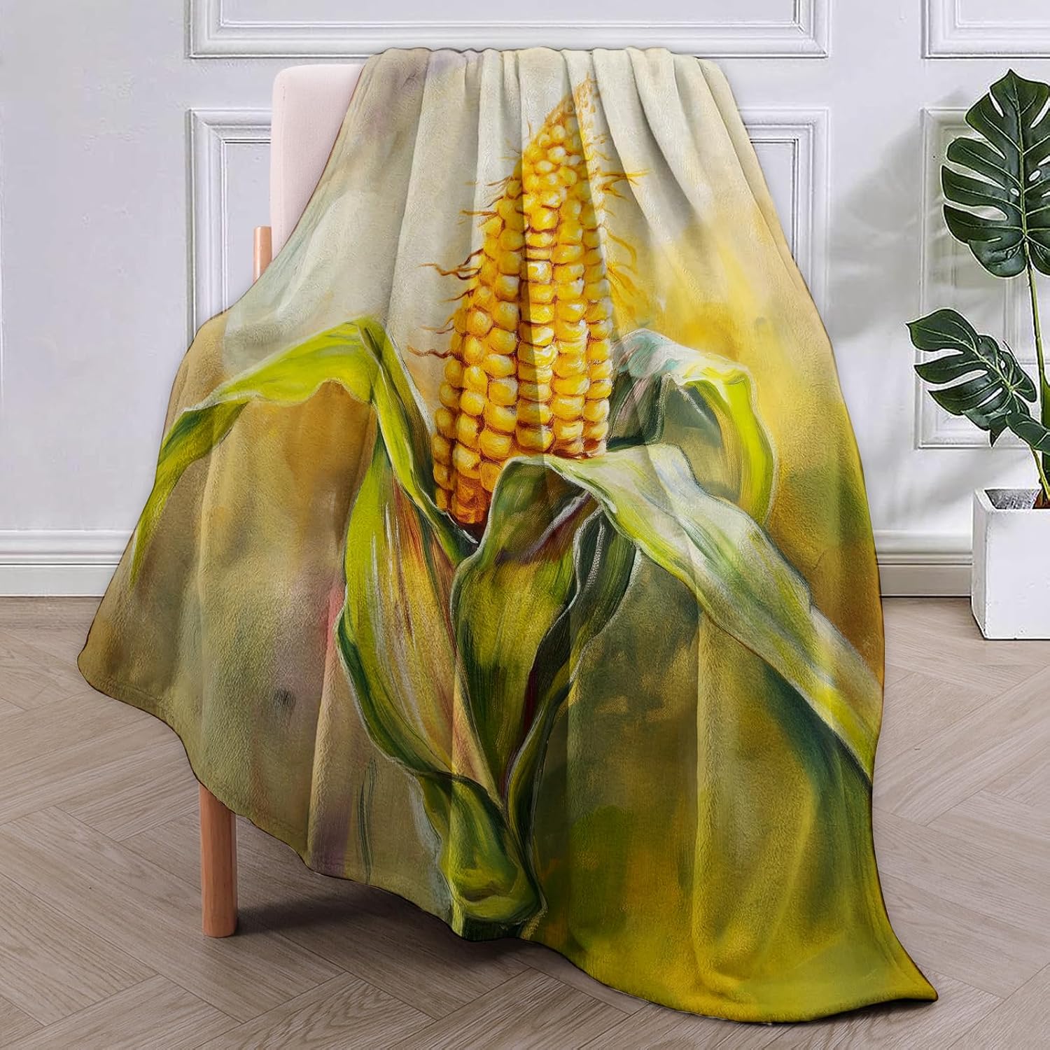 Corn Blanket,Vintage Corn Flannel Throw Blankets,Soft Warm Lightweight Cozy Plush Throws for Bedroom Sofa Home Decor Gifts for Women Girls 50"x60" image 2