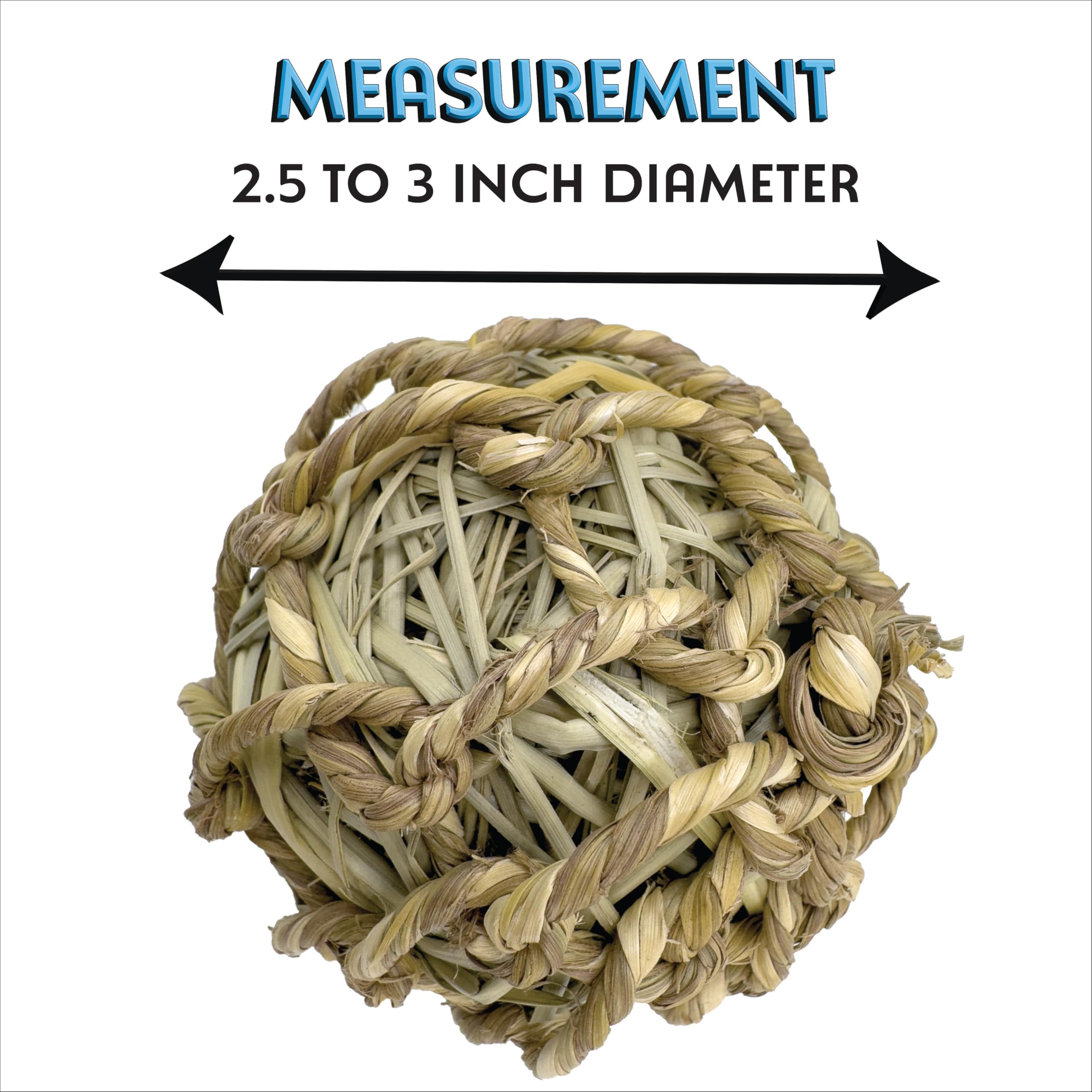 5018 Pk8 Seagrass Sphere Chewers – Handwoven Natural Foraging & Chew Toys for Parrots– Shreddable Bird Foot Toys – Enrichment & Cage Toys for Small & Medium Birds - Made with Natural Seagrass Strips - image 3